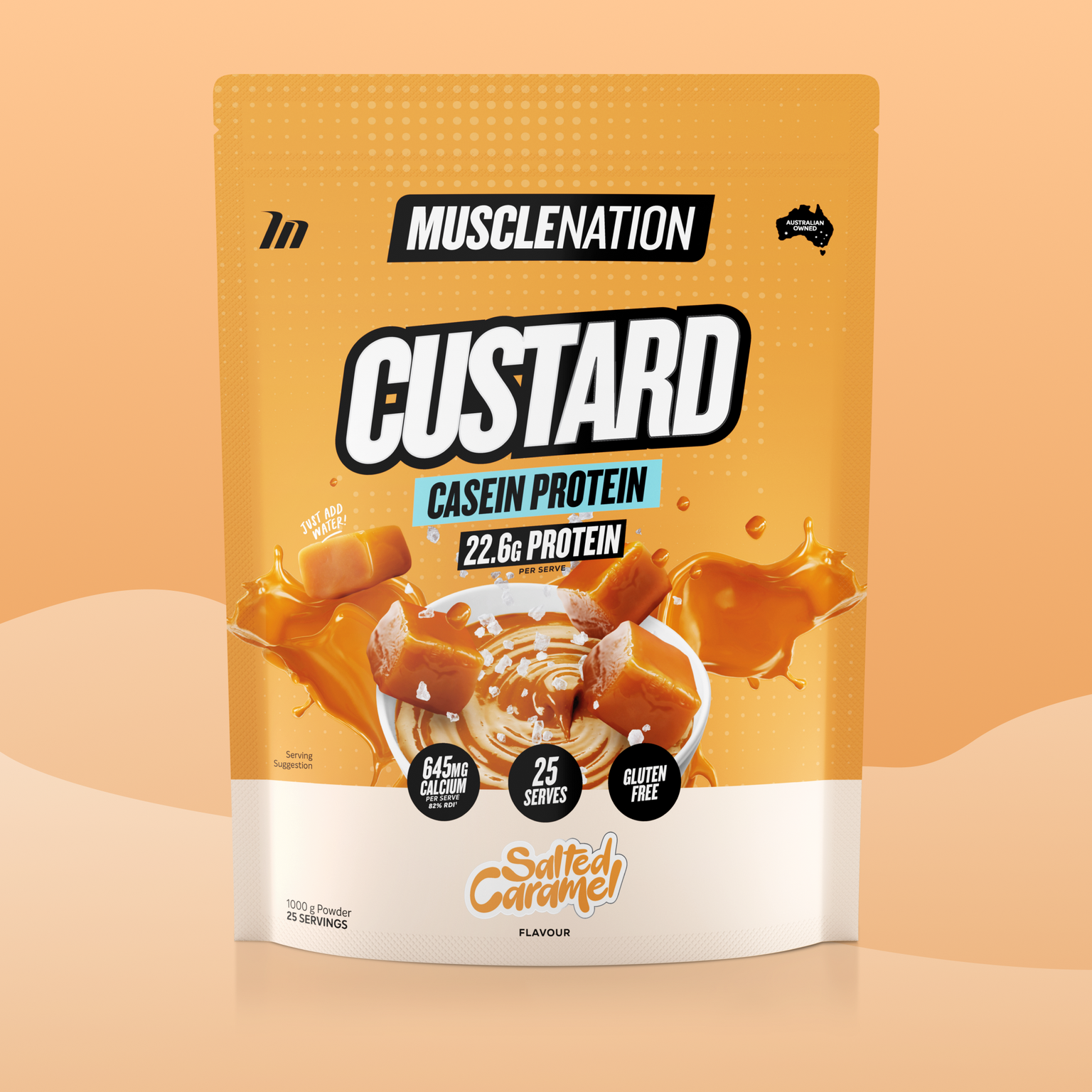 CUSTARD Casein Protein - Salted Caramel - 25 serves-Custard Casein Powder-MNSUPPS0149-9359054001411-1-Muscle Nation