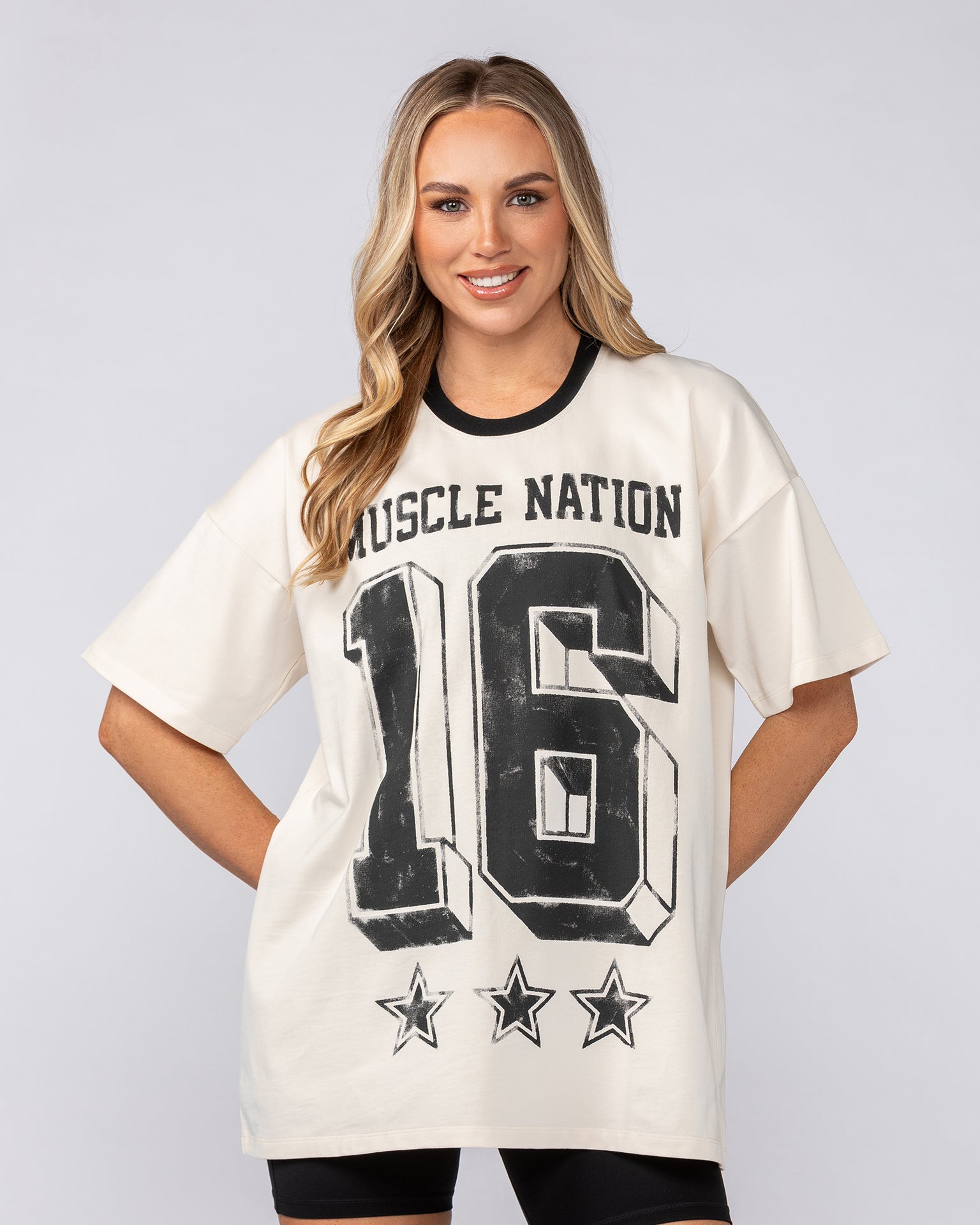 Numero Oversized Tee - Travertine-T-Shirts-XXS-082511TRAV-XXS-MNAPPRL43482-2-Muscle Nation