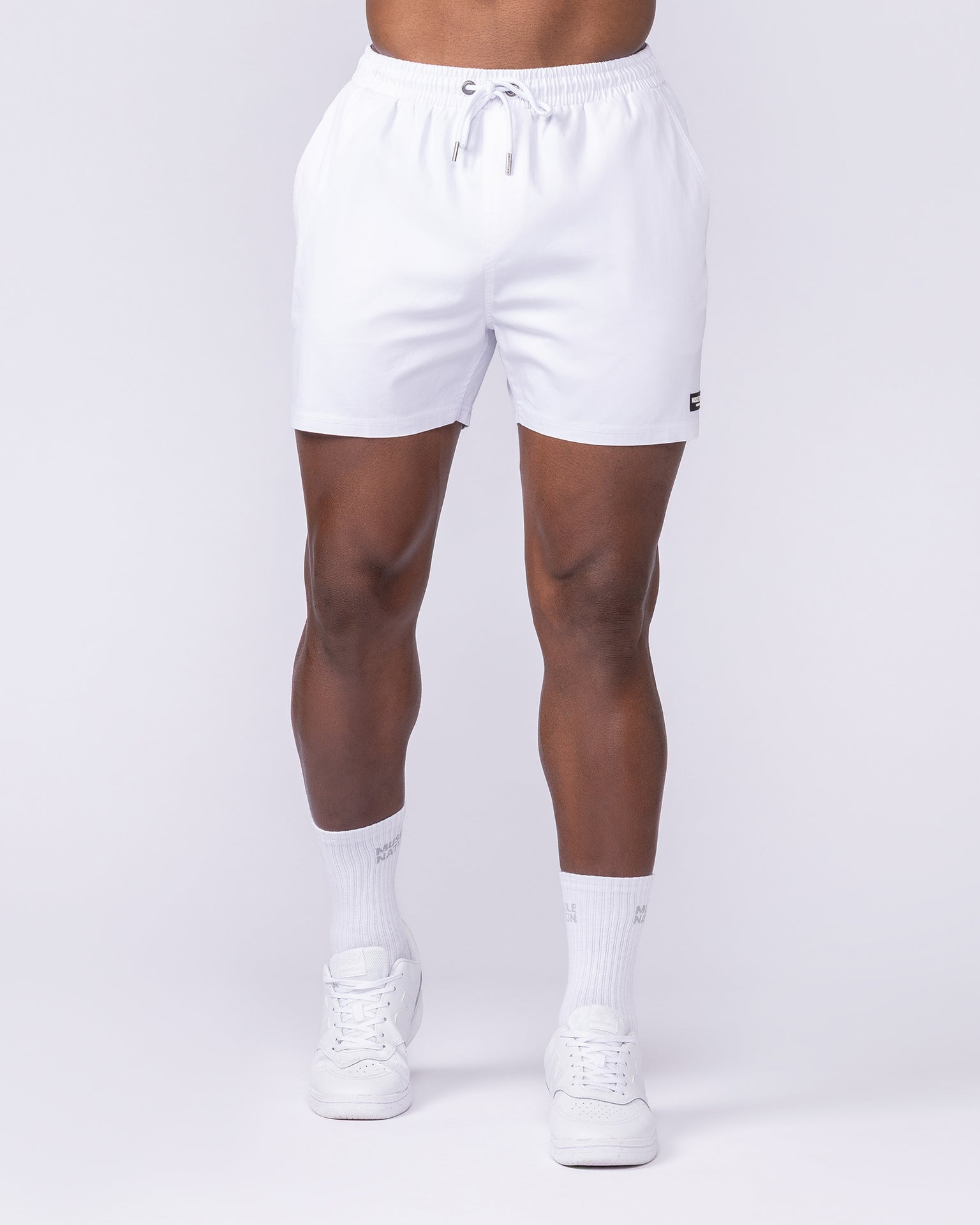 Daily 4" Shorts - White-Shorts-S-1125164WHT-S-MNAPPRL46976-3-Muscle Nation