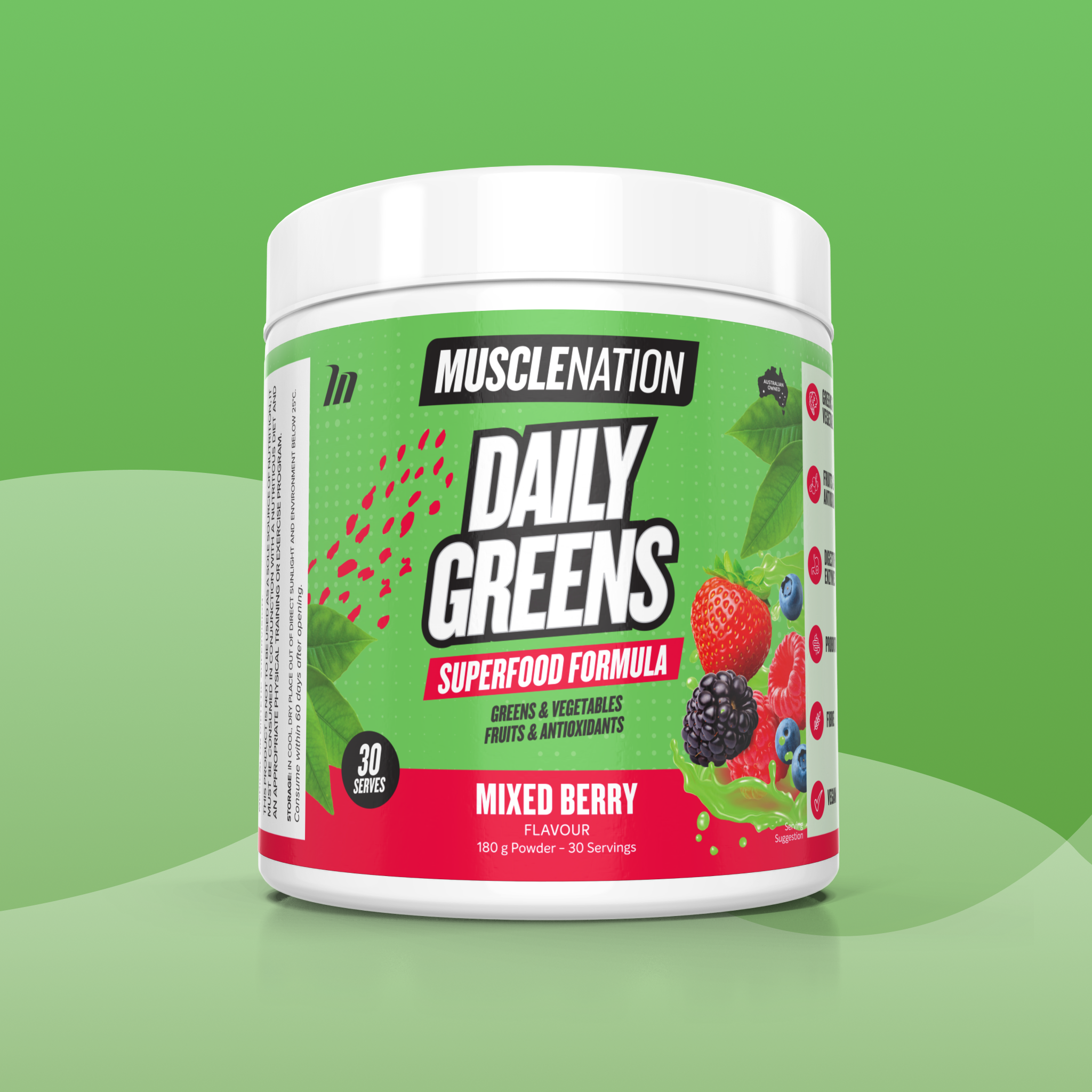 DAILY GREENS - Mixed Berry - 30 serves-Greens & Wellness-MNSUPPS0265-9359054000483-1-Muscle Nation