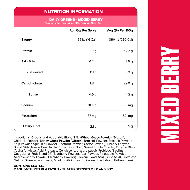 DAILY GREENS - Mixed Berry - 30 serves-Greens & Wellness-MNSUPPS0265-9359054000483-2-Muscle Nation