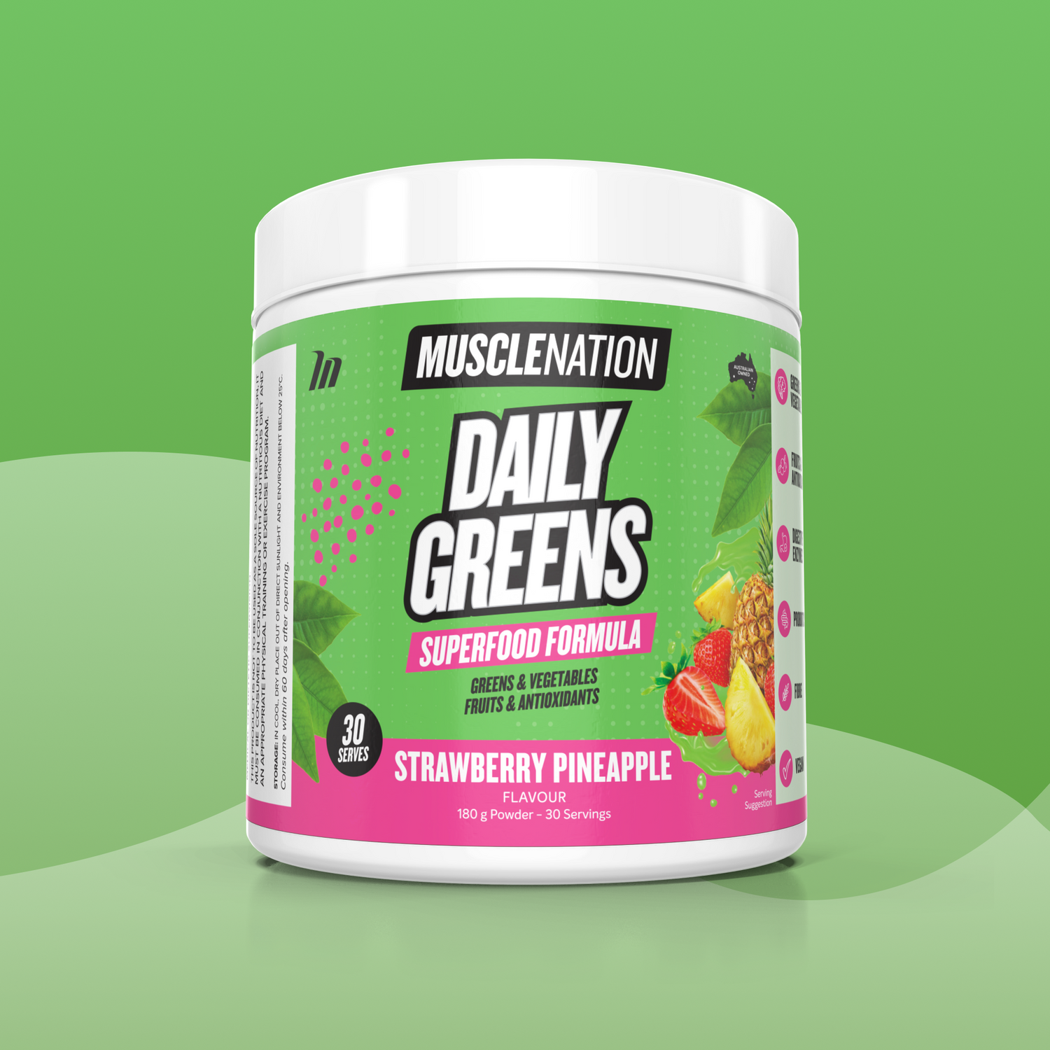 DAILY GREENS - Strawberry Pineapple - 30 serves-Greens & Wellness-MNSUPPS0320-9359054001459-1-Muscle Nation