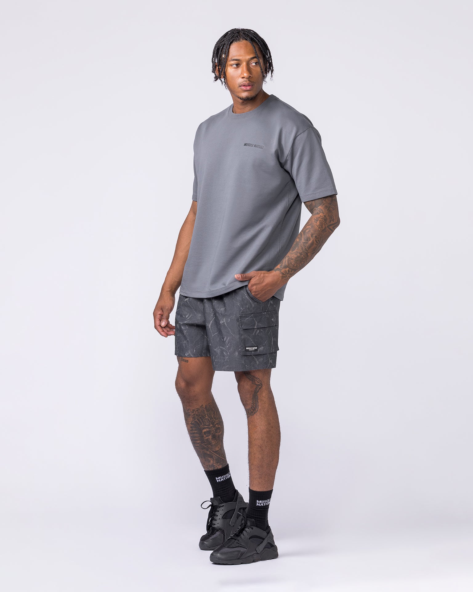 Daily Cargo 5" Shorts - Washed Tree Camo Monochrome