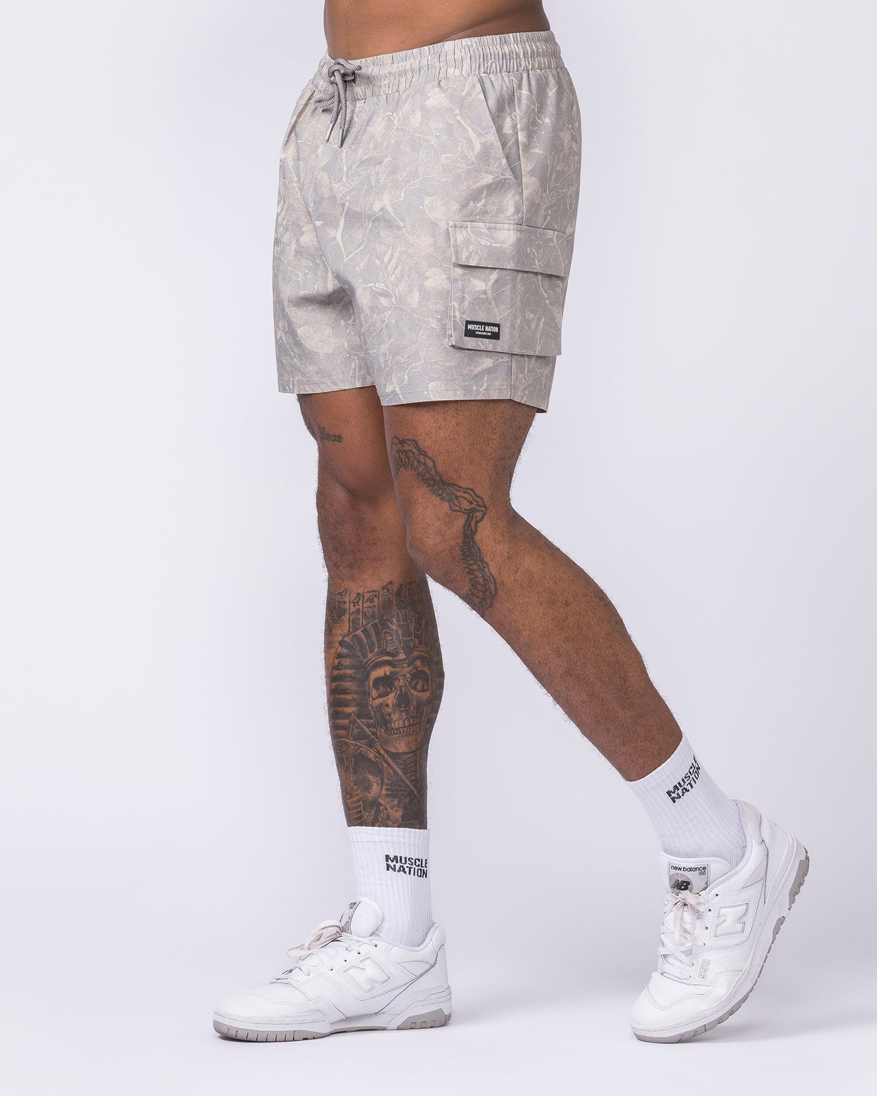Daily Cargo 5" Shorts - Washed Tree Camo Cream-Shorts-S-122506WTCMOC-S-MNAPPRL48027-4-Muscle Nation