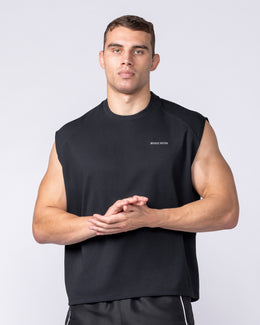 Daily Raglan Boxy Muscle Tank - Black