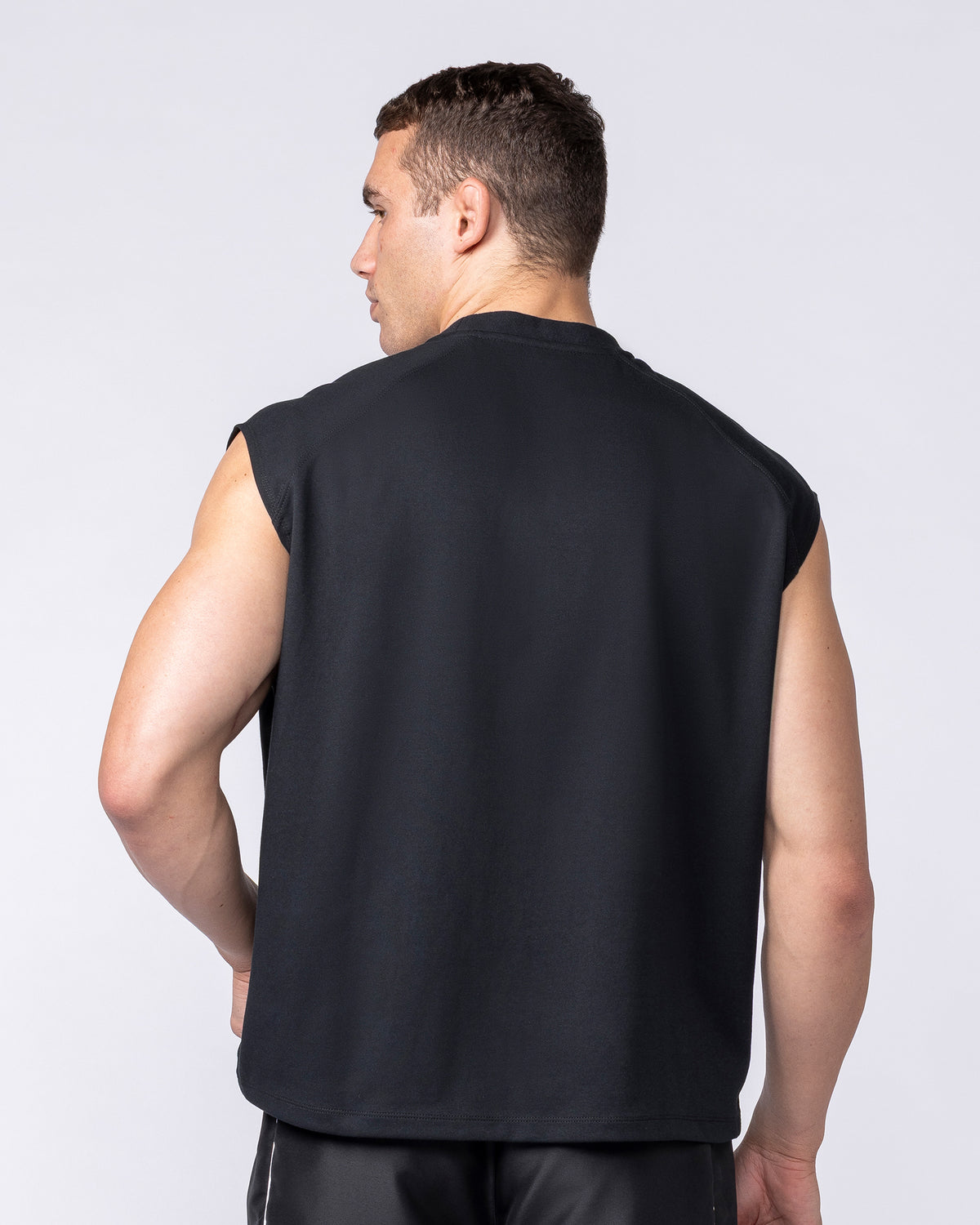 Daily Raglan Boxy Muscle Tank - Black