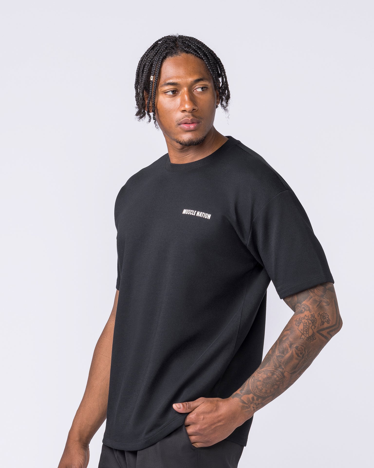 Daily Regular Fit Tee - Black-T-Shirts-S-012612BLK-S-MNAPPRL48188-4-Muscle Nation