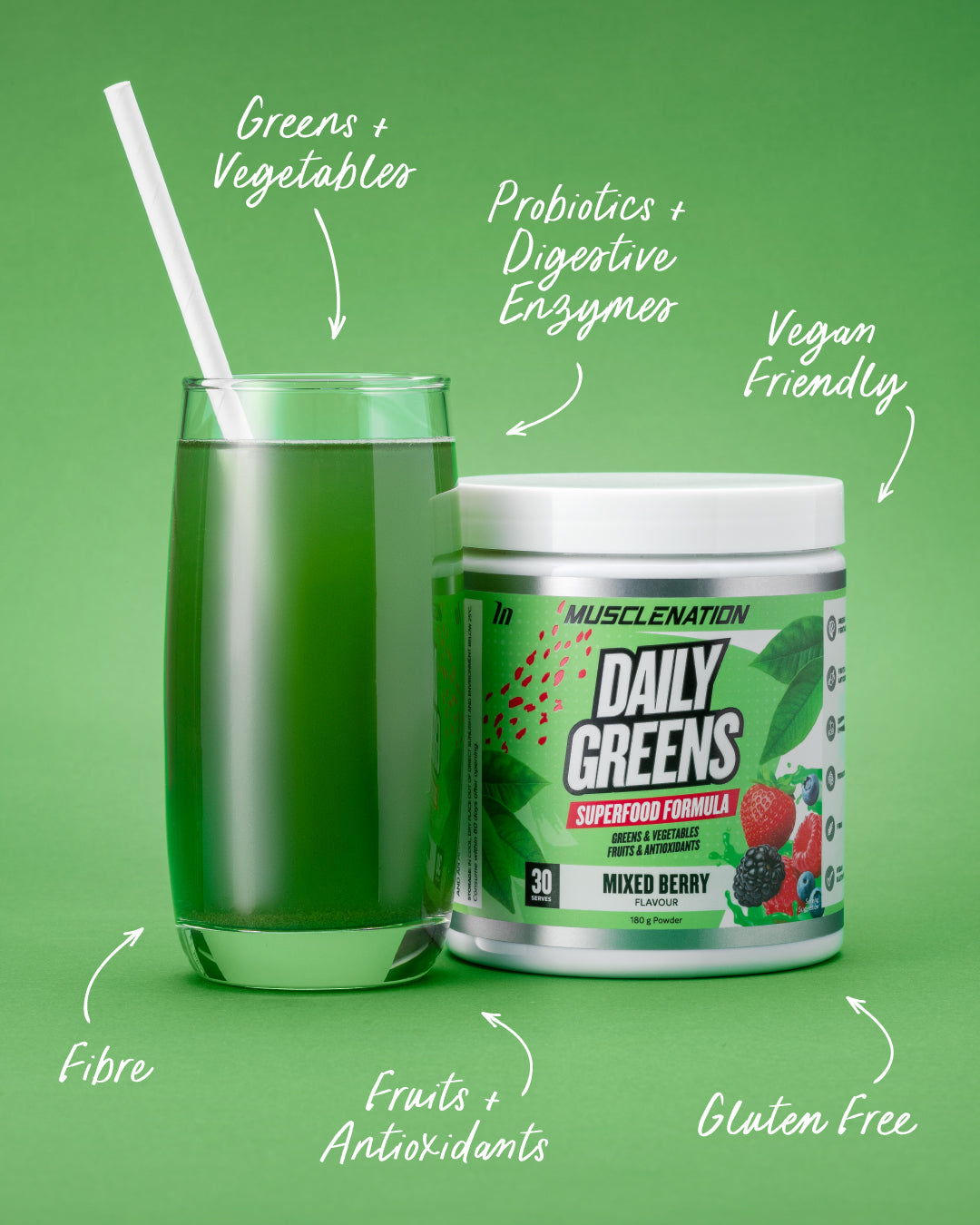 DAILY GREENS - Mixed Berry - 30 serves - Muscle Nation