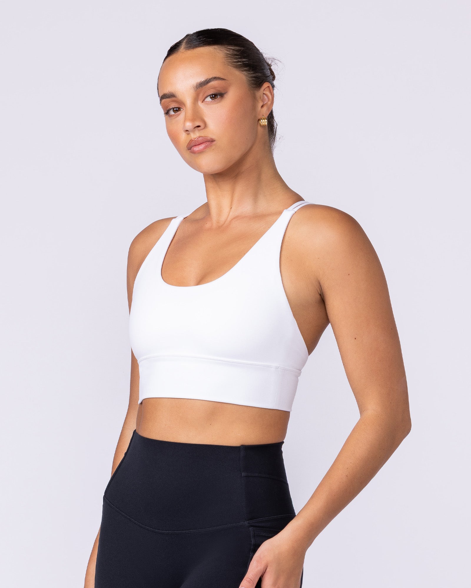 Dash Longline Bra - White-Sports Bras-XXS-1125104WHT-XXS-MNAPPRL44614-3-Muscle Nation