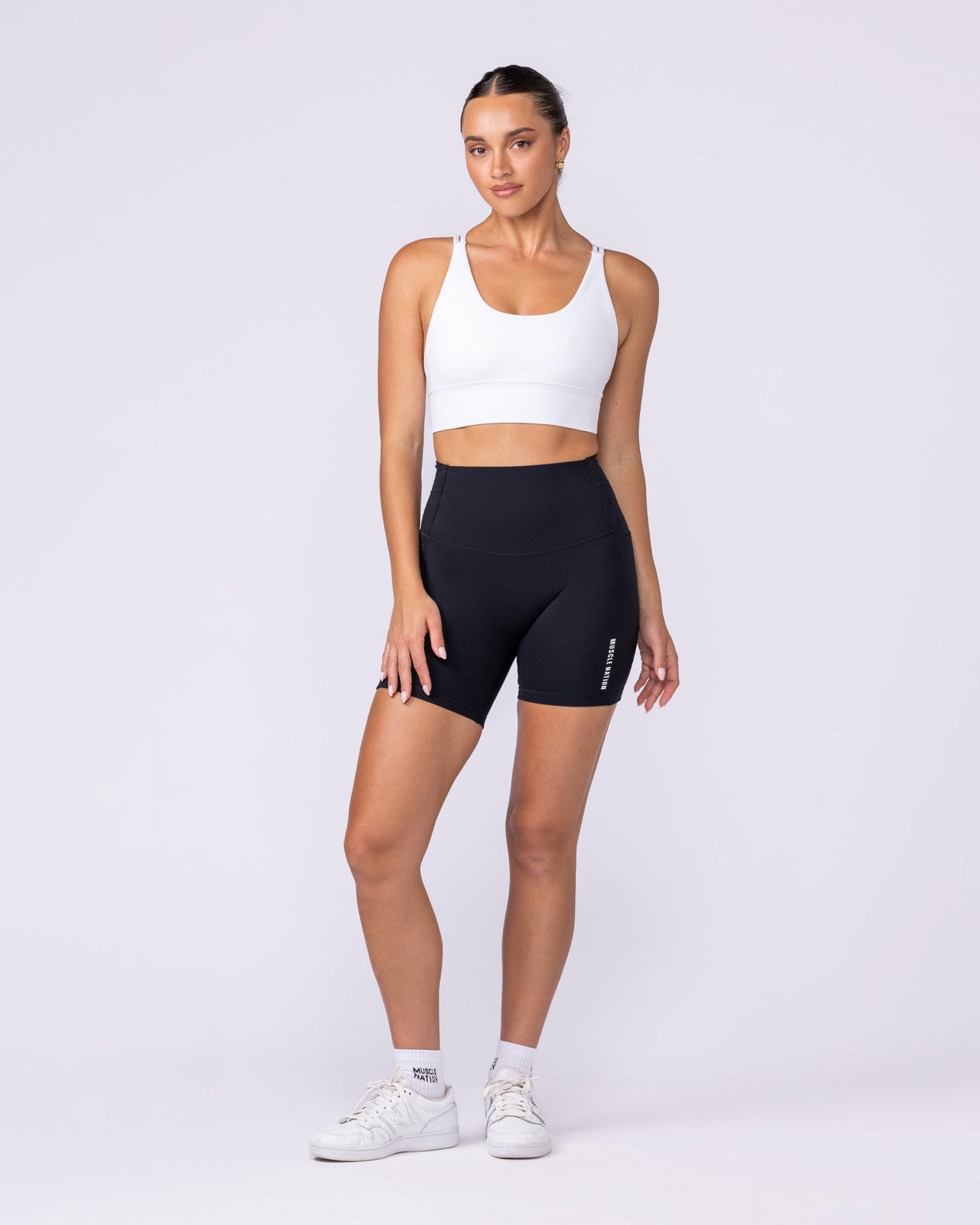 Dash Longline Bra - White-Sports Bras-XXS-1125104WHT-XXS-MNAPPRL44614-5-Muscle Nation