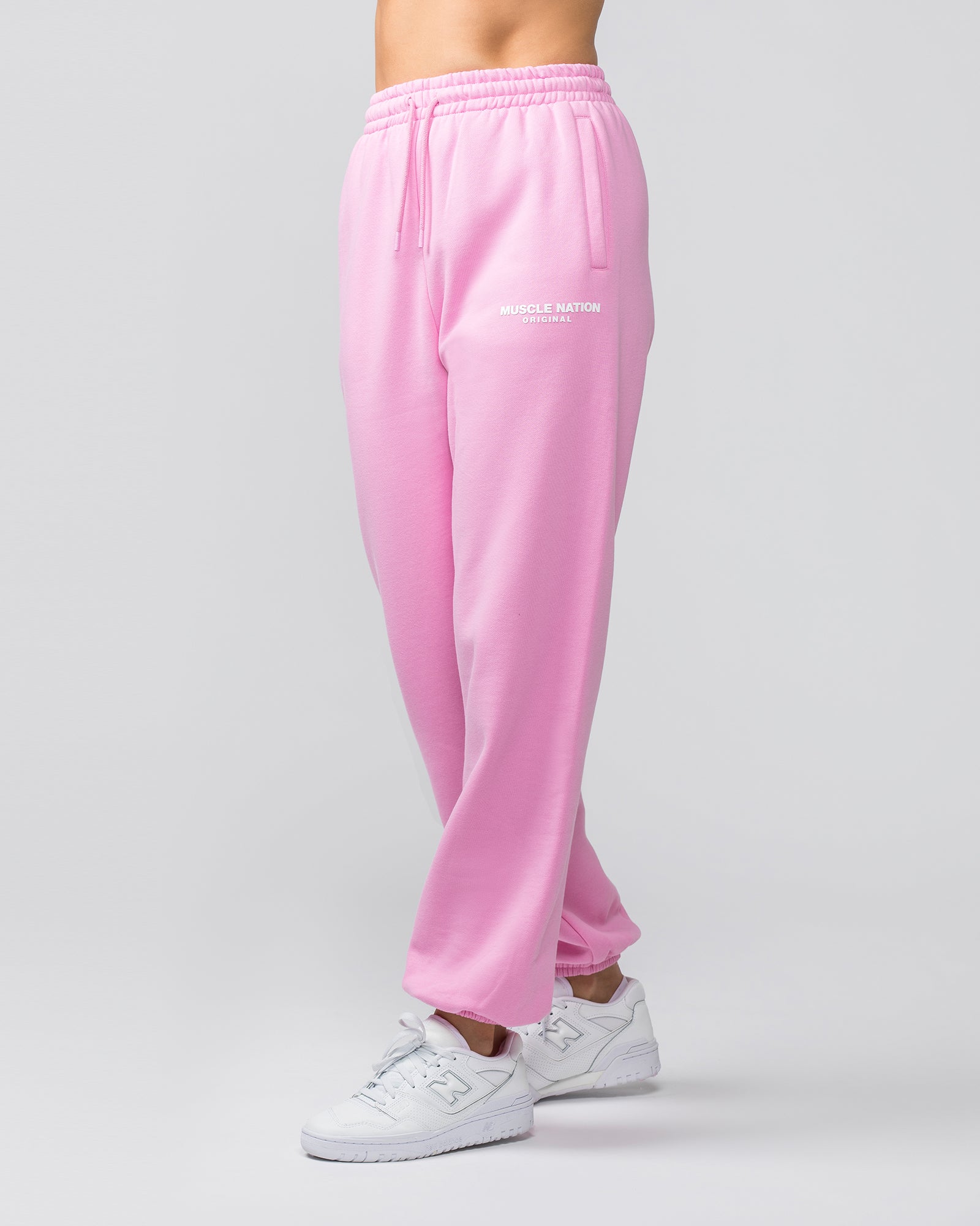 Weekend Slouchy Trackies - Pink Frosting - Muscle Nation