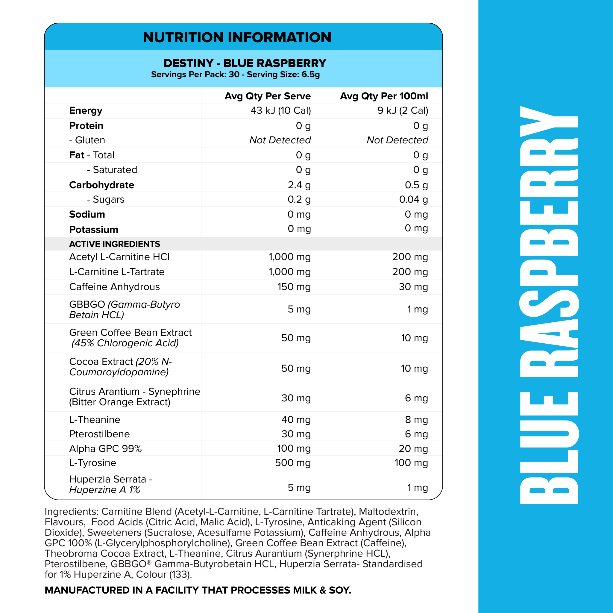 DESTINY Pre-Workout Burn - Blue Raspberry - 30 serves-Fat Burner-MNSUPPS0388-9359054002852-2-Muscle Nation
