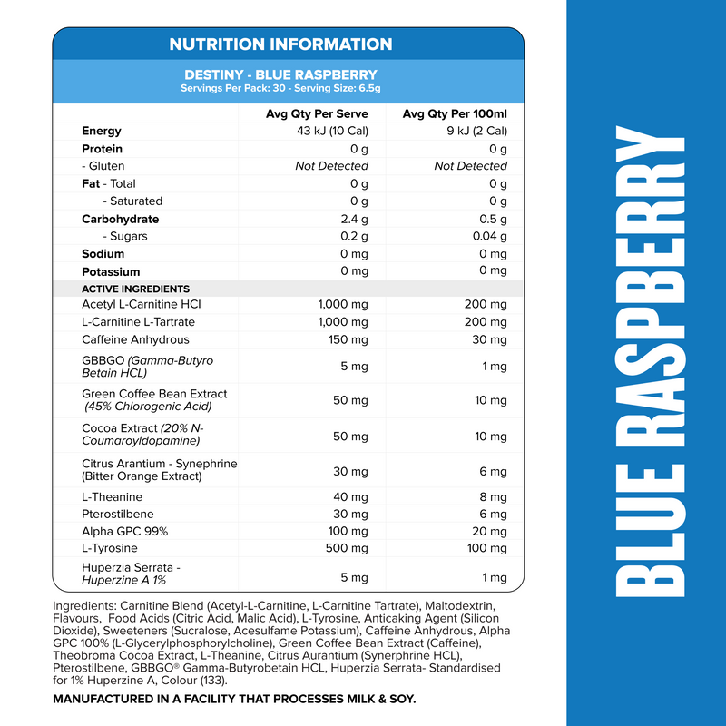 DESTINY Pre-Workout Burn - Blue Raspberry - 30 serves-Fat Burner-MNSUPPS0388-9359054002852-2-Muscle Nation