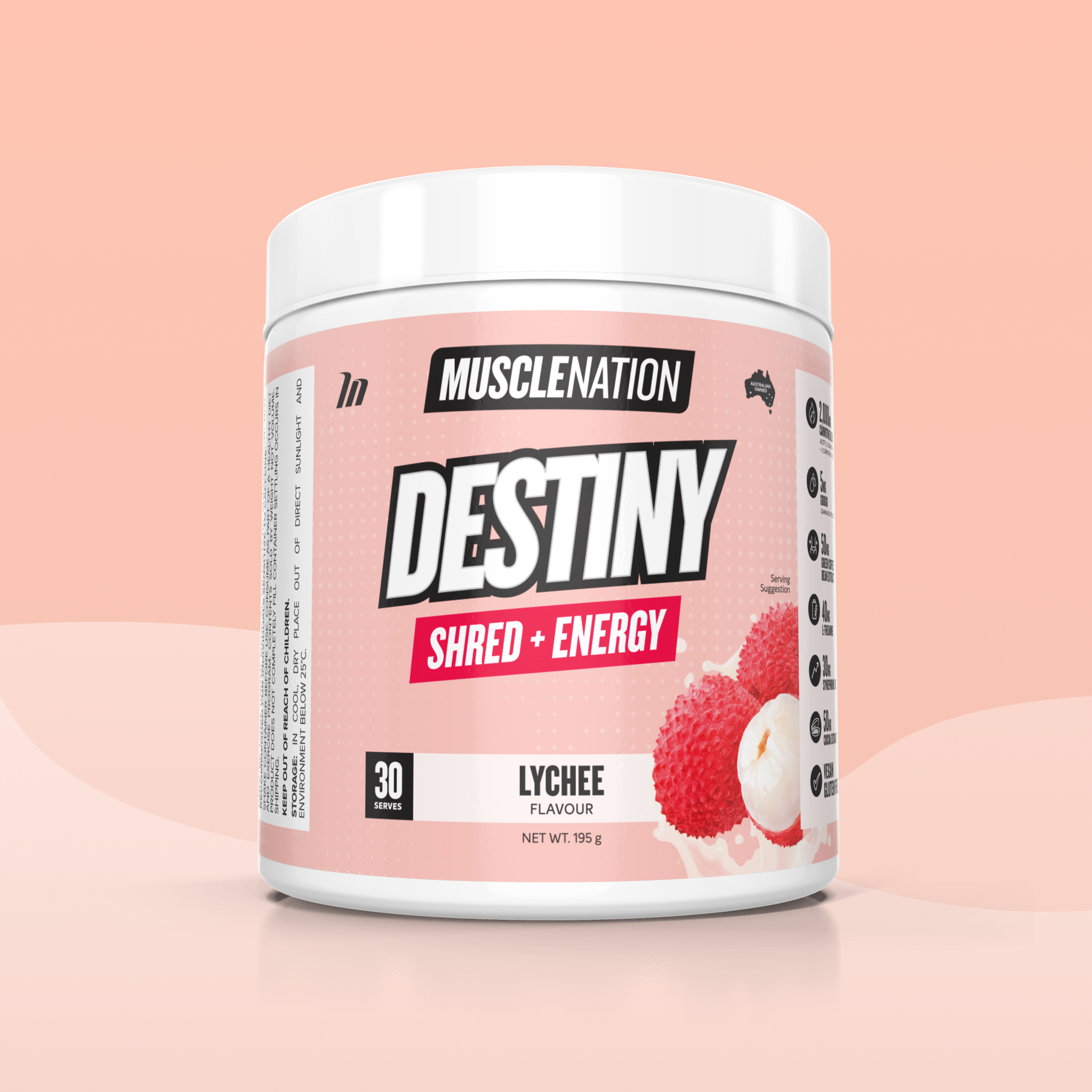 DESTINY Pre-Workout Burn - Lychee - 30 serves-Fat Burner-MNSUPPS0411-9359054002869-1-Muscle Nation