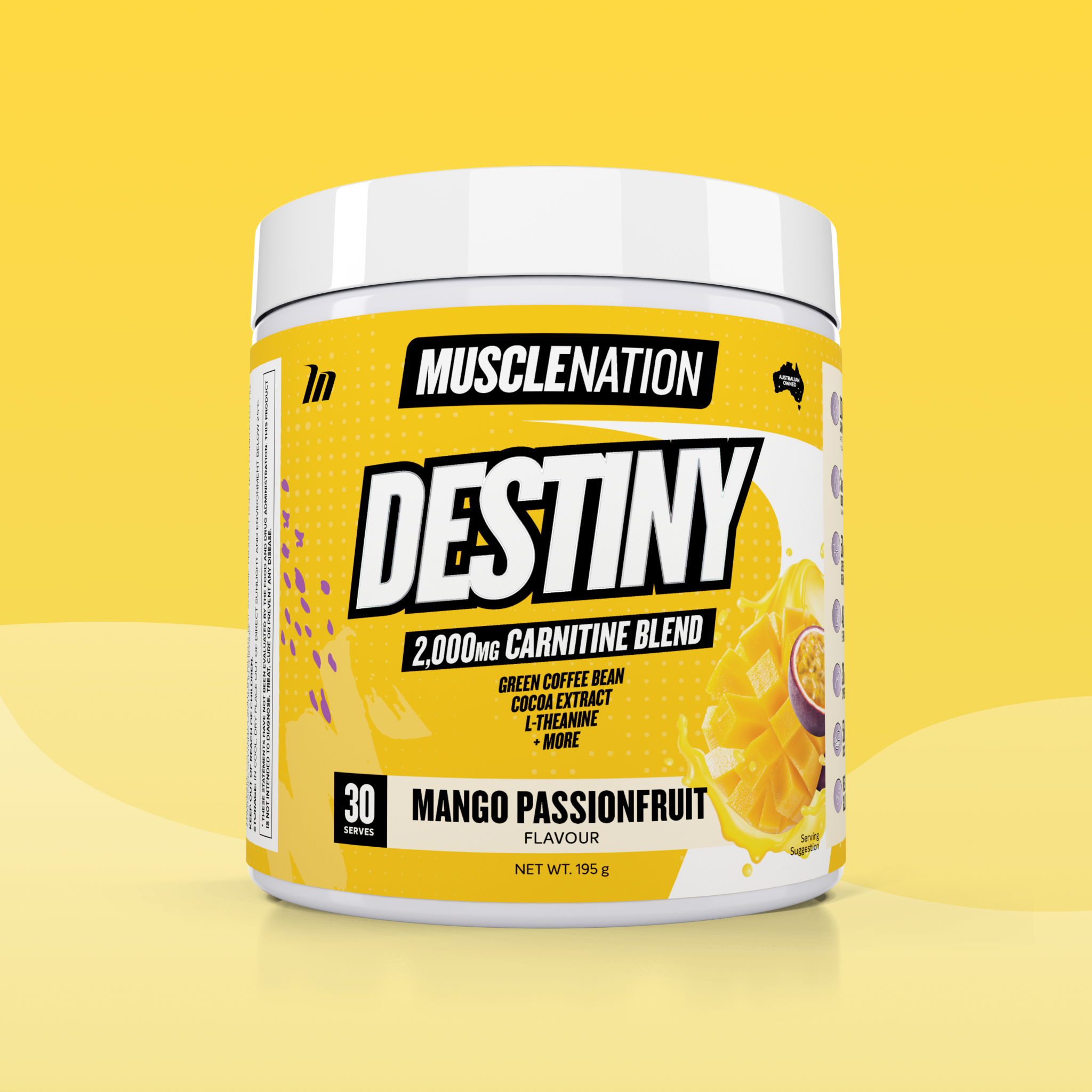DESTINY Pre-Workout Burn - Mango Passionfruit - 30 serves-Fat Burner-MNSUPPS0230-764460254471-1-Muscle Nation