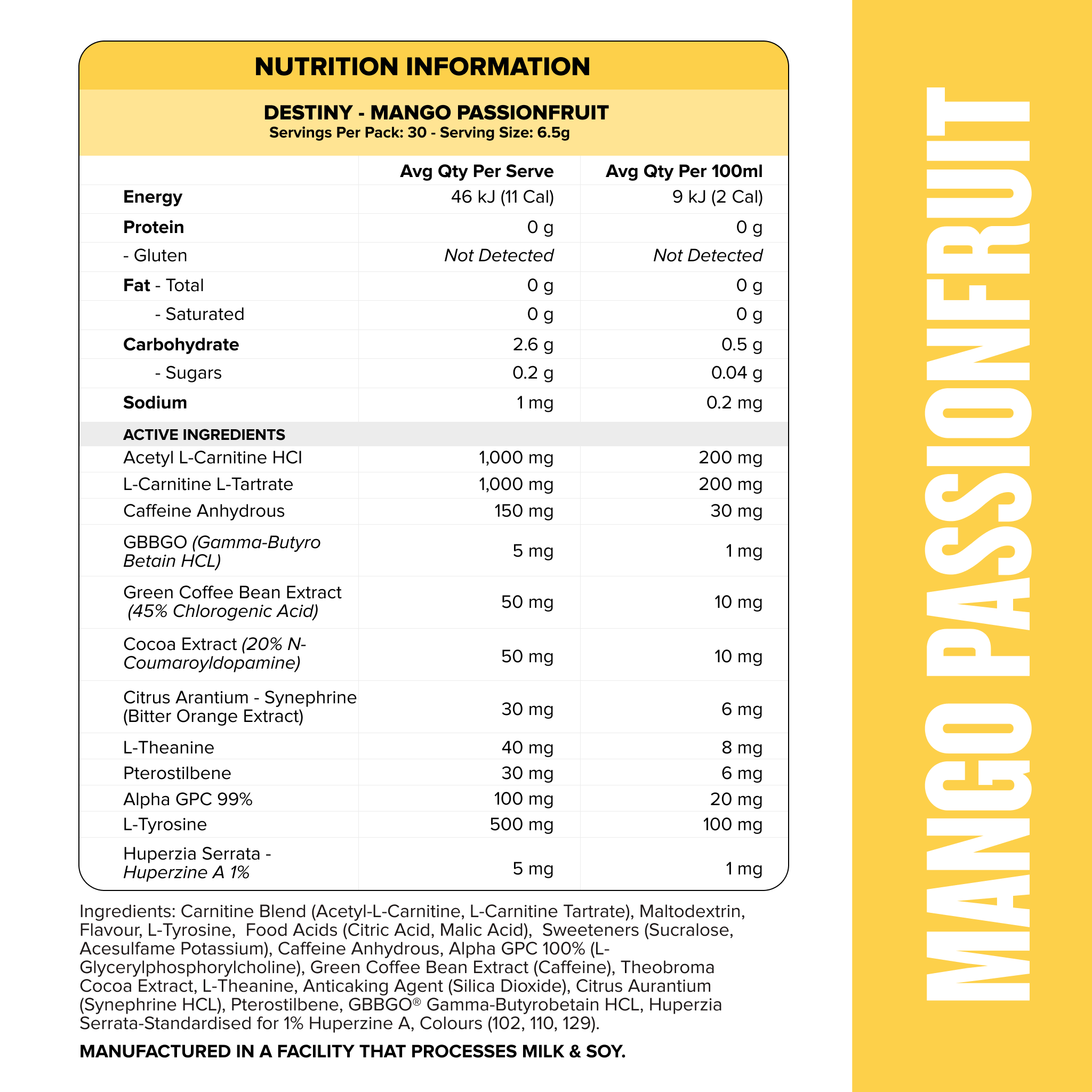 DESTINY Pre-Workout Burn - Mango Passionfruit - 30 serves-Fat Burner-MNSUPPS0230-764460254471-2-Muscle Nation