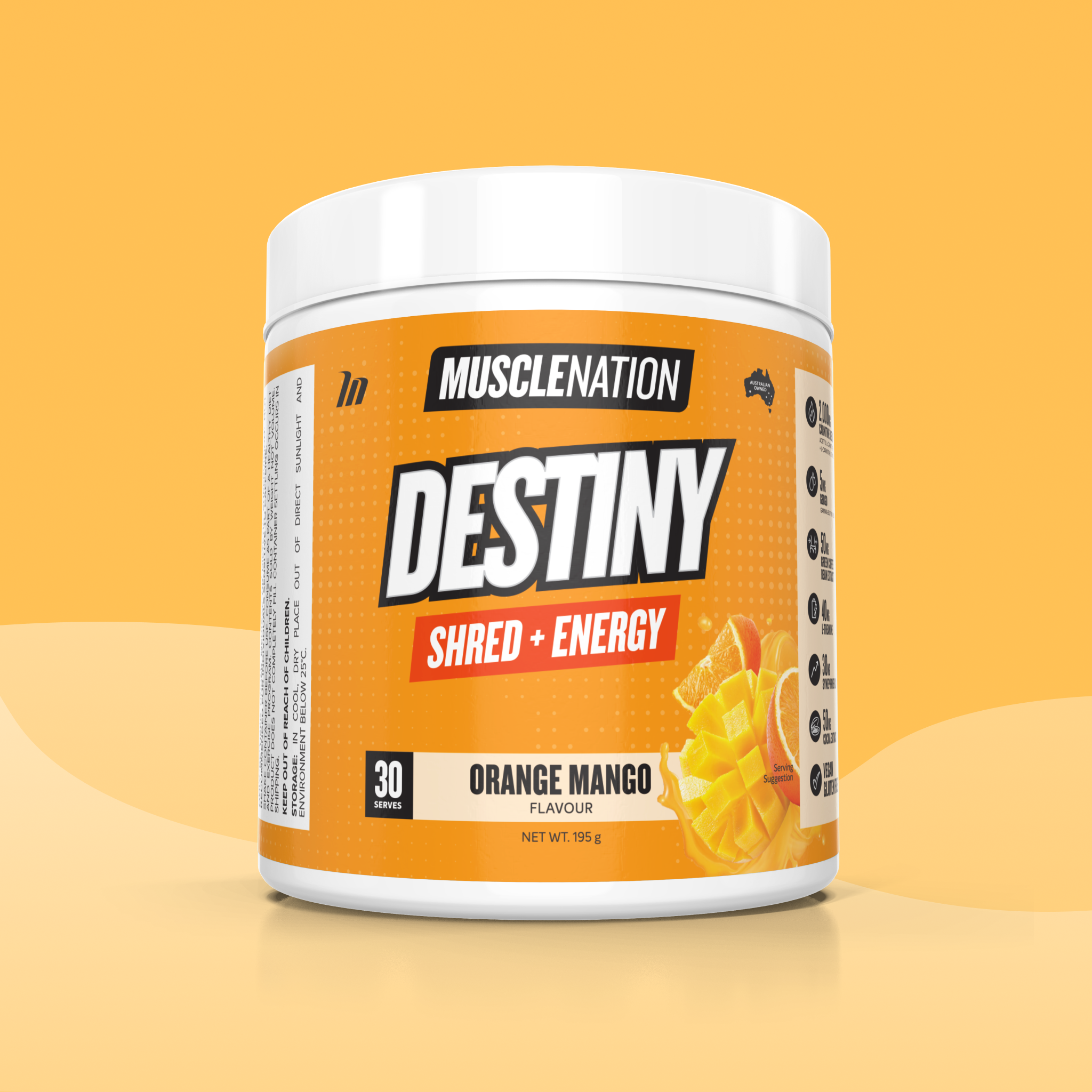 DESTINY Pre-Workout Burn - Orange Mango - 30 serves-Fat Burner-MNSUPPS0336-745114578174-1-Muscle Nation