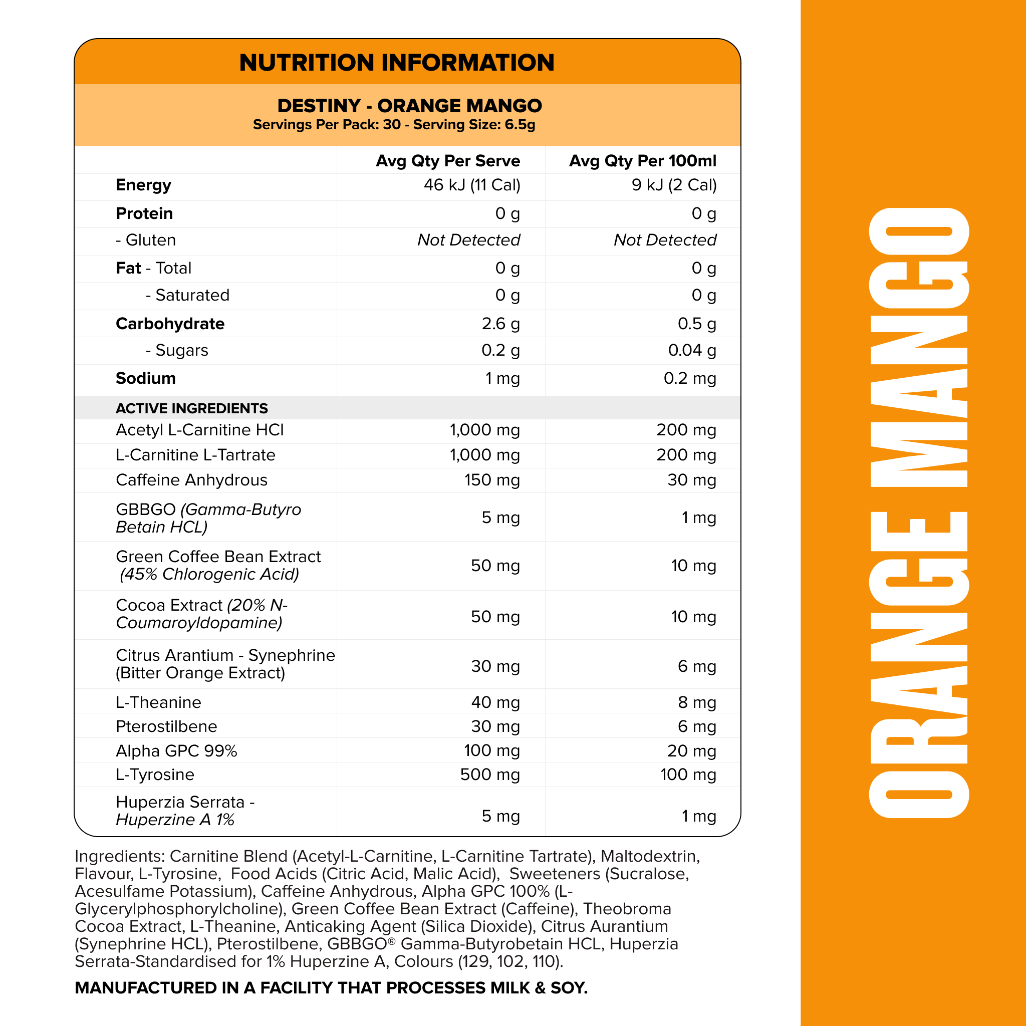DESTINY Pre-Workout Burn - Orange Mango - 30 serves-Fat Burner-MNSUPPS0336-745114578174-2-Muscle Nation
