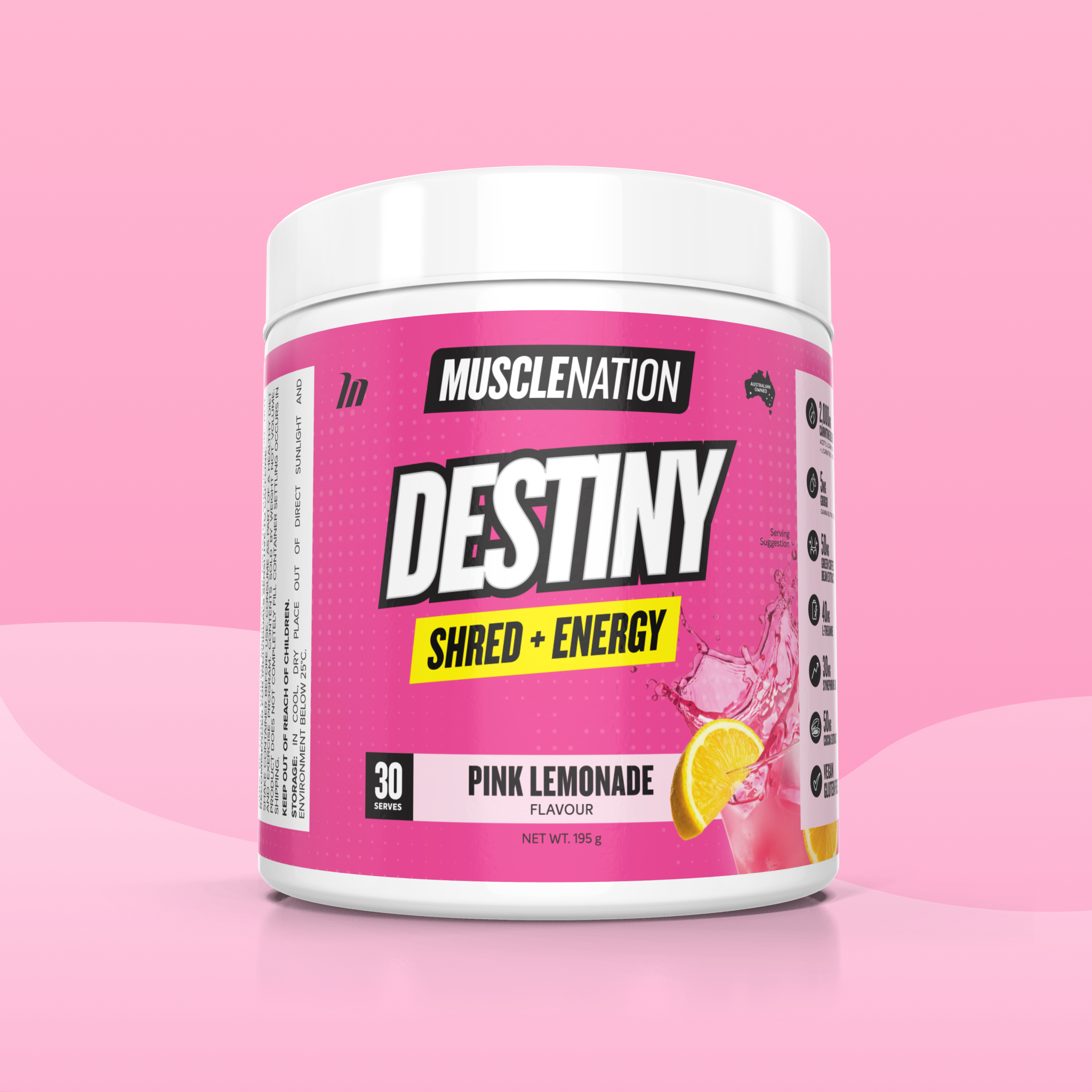 DESTINY Pre-Workout Burn - Pink Lemonade - 30 serves-Fat Burner-MNSUPPS0387-9359054002883-1-Muscle Nation
