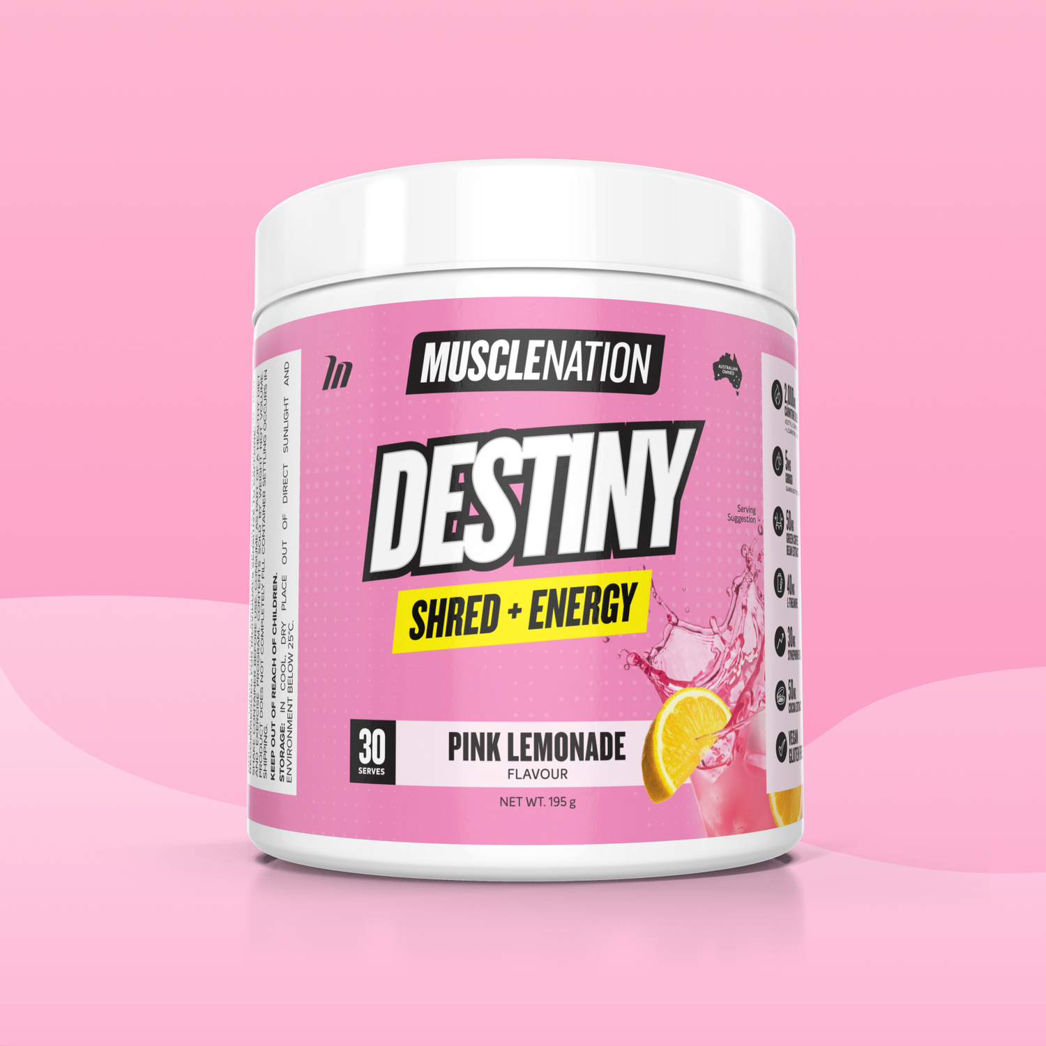 DESTINY Pre-Workout Burn Pink Lemonade - Muscle Nation pre-workout fat burner