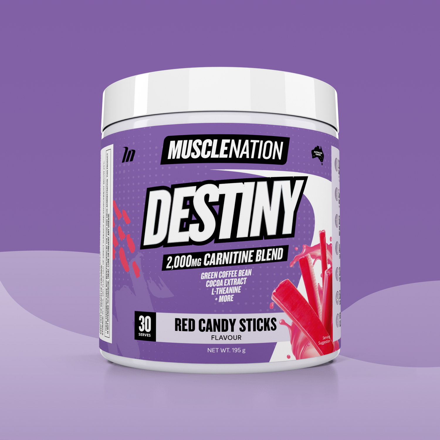 DESTINY Pre-Workout Burn - Red Candy Sticks - 30 serves-Fat Burner-MNSUPPS0034-745114800954-1-Muscle Nation
