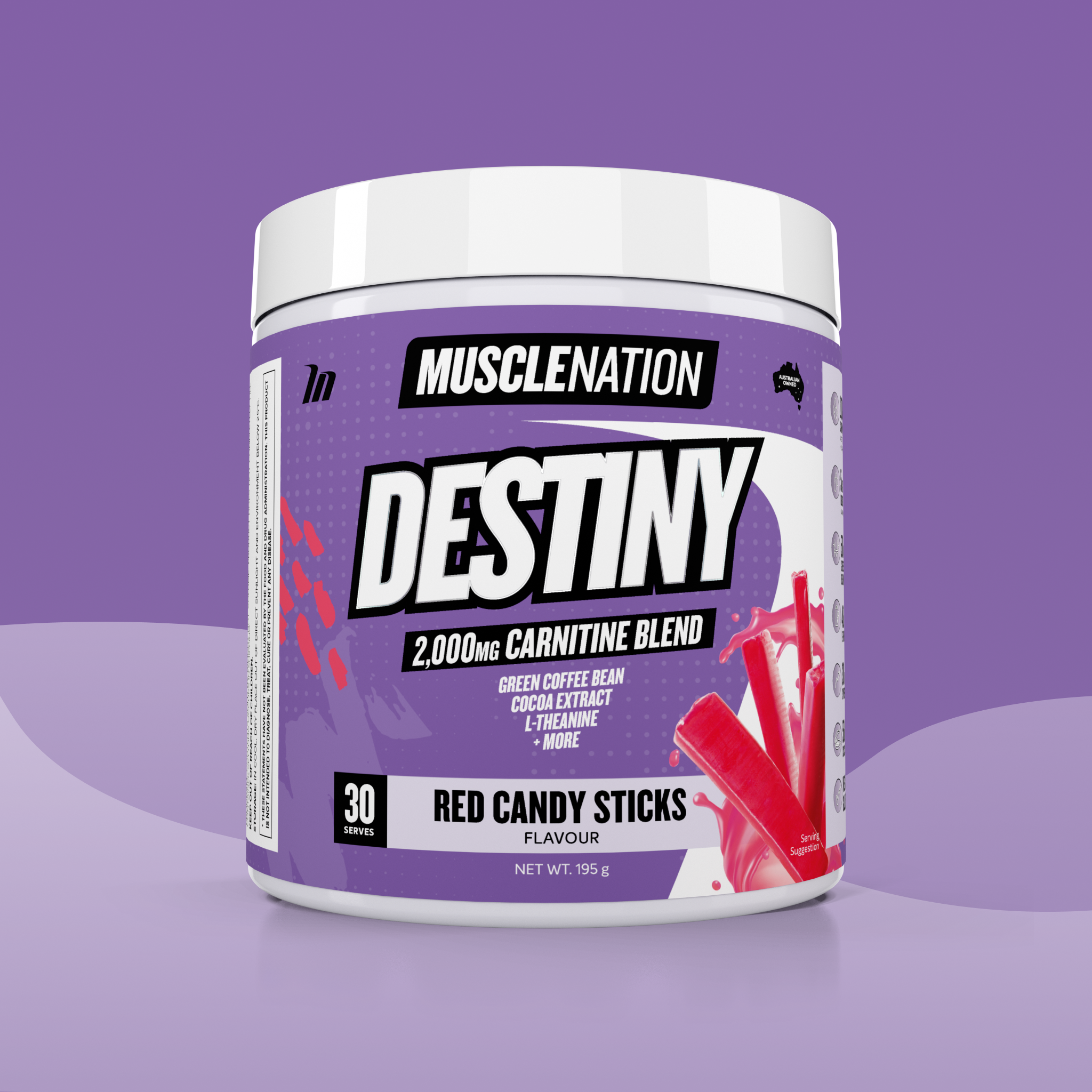 DESTINY Pre-Workout Burn - Red Candy Sticks - 30 serves-Fat Burner-MNSUPPS0034-745114800954-1-Muscle Nation