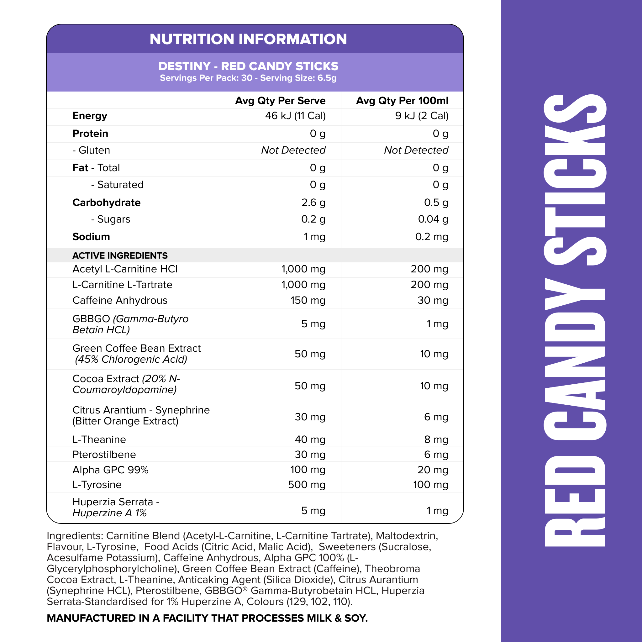DESTINY Pre-Workout Burn - Red Candy Sticks - 30 serves-Fat Burner-MNSUPPS0034-745114800954-2-Muscle Nation