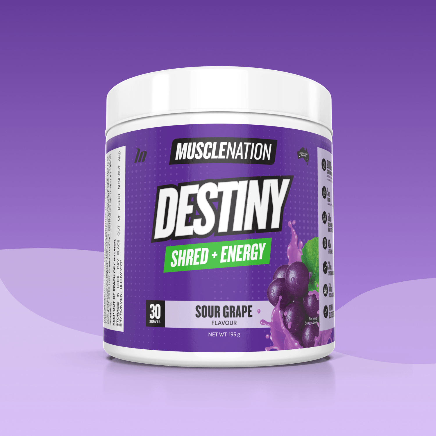 DESTINY Pre-Workout Burn Sour Grape - Muscle Nation pre-workout fat burner