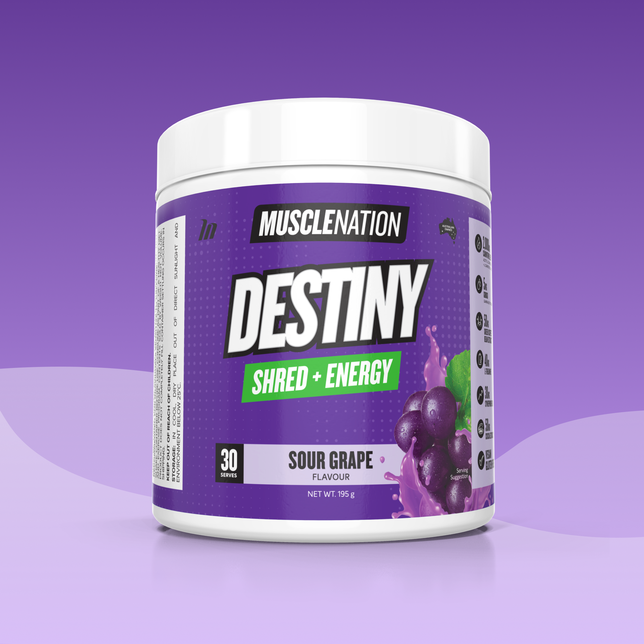 DESTINY Pre-Workout Burn - Sour Grape - 30 serves-Fat Burner-MNSUPPS0151-764460254204-1-Muscle Nation