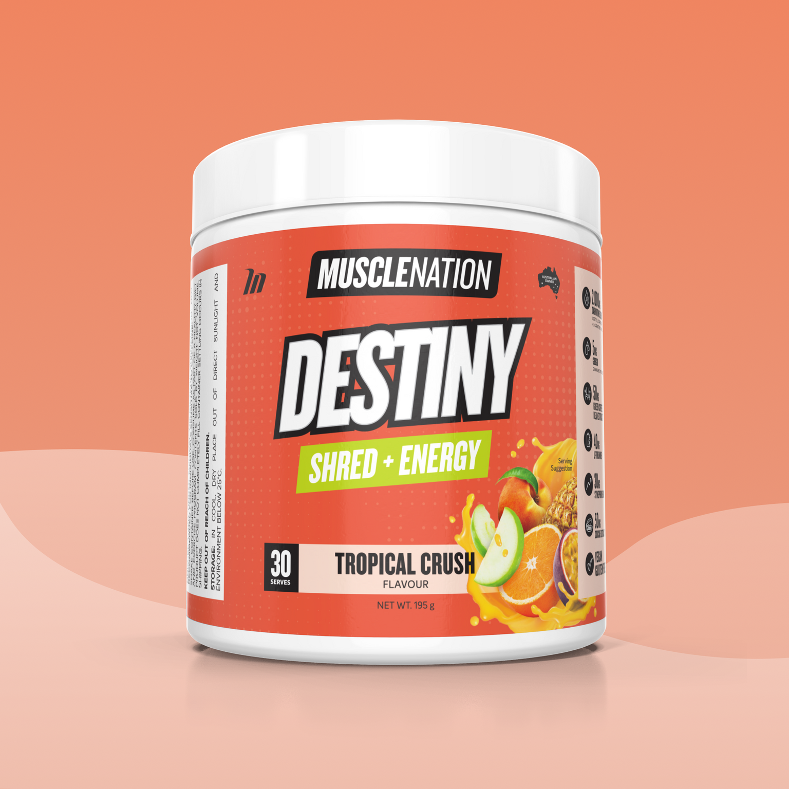 DESTINY Pre-Workout Burn - Tropical Crush - 30 serves-Fat Burner-MNSUPPS0238-764460254495-1-Muscle Nation
