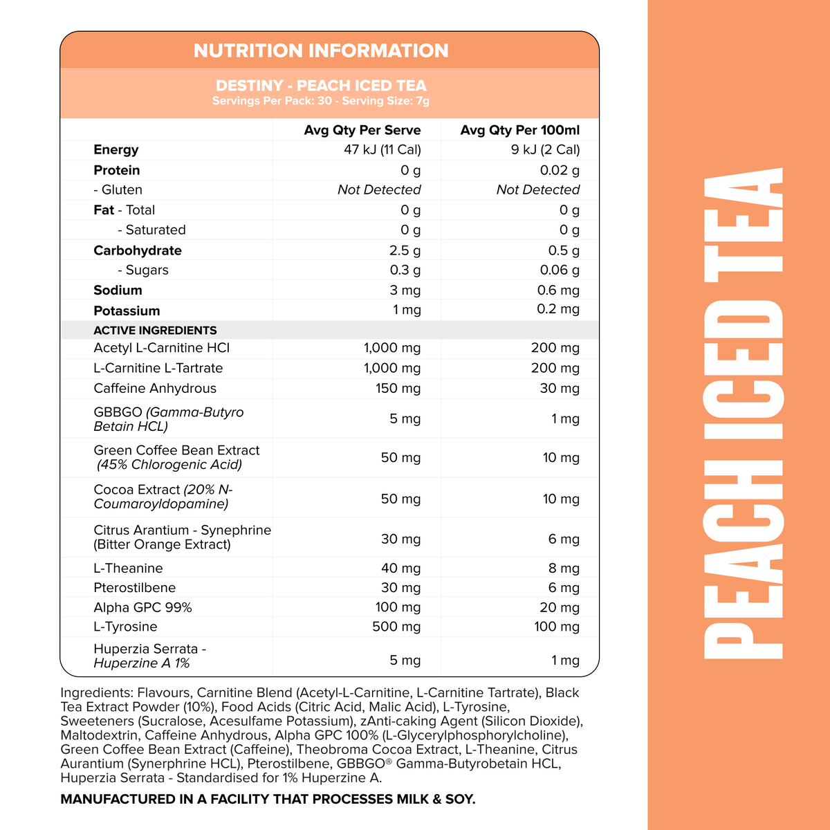 DESTINY Pre-Workout Burn Peach Iced Tea - Muscle Nation pre-workout fat burner, view 2