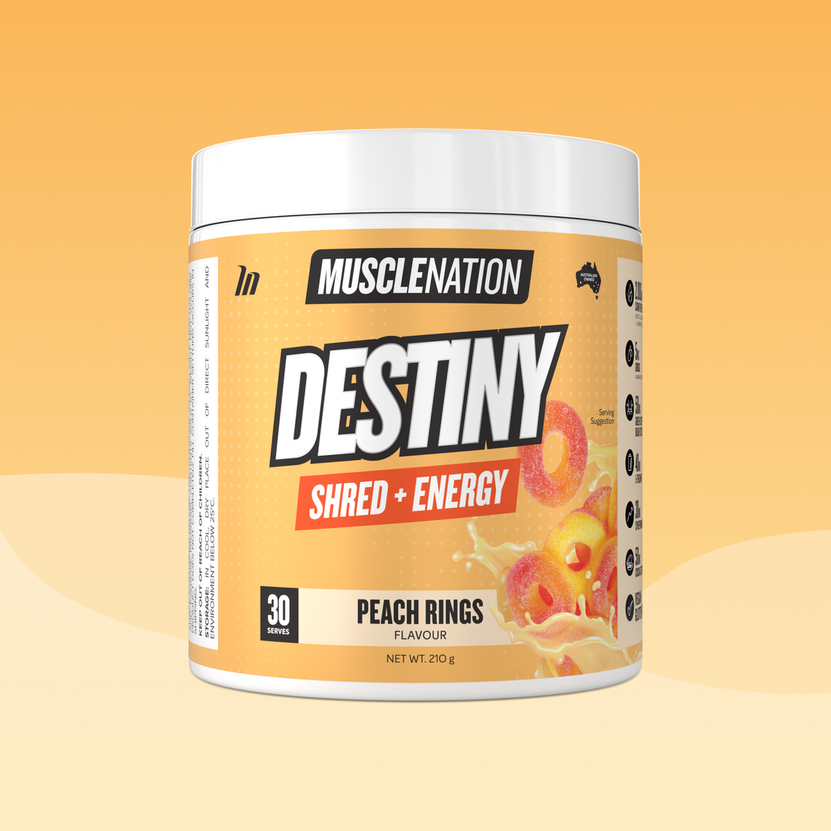 DESTINY Pre-Workout Burn Peach Rings - Muscle Nation pre-workout fat burner