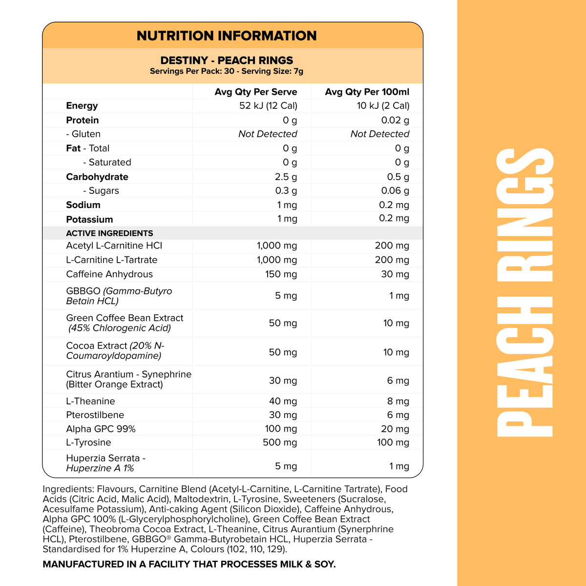DESTINY Pre-Workout Burn Peach Rings - Muscle Nation pre-workout fat burner, view 2