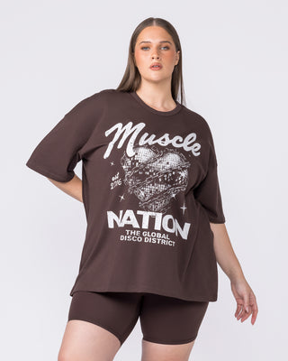 Disco District Oversized Tee - Cocoa-T-Shirts-XXS-032614COCOA-XXS-MNAPPRL49377-2-Muscle Nation