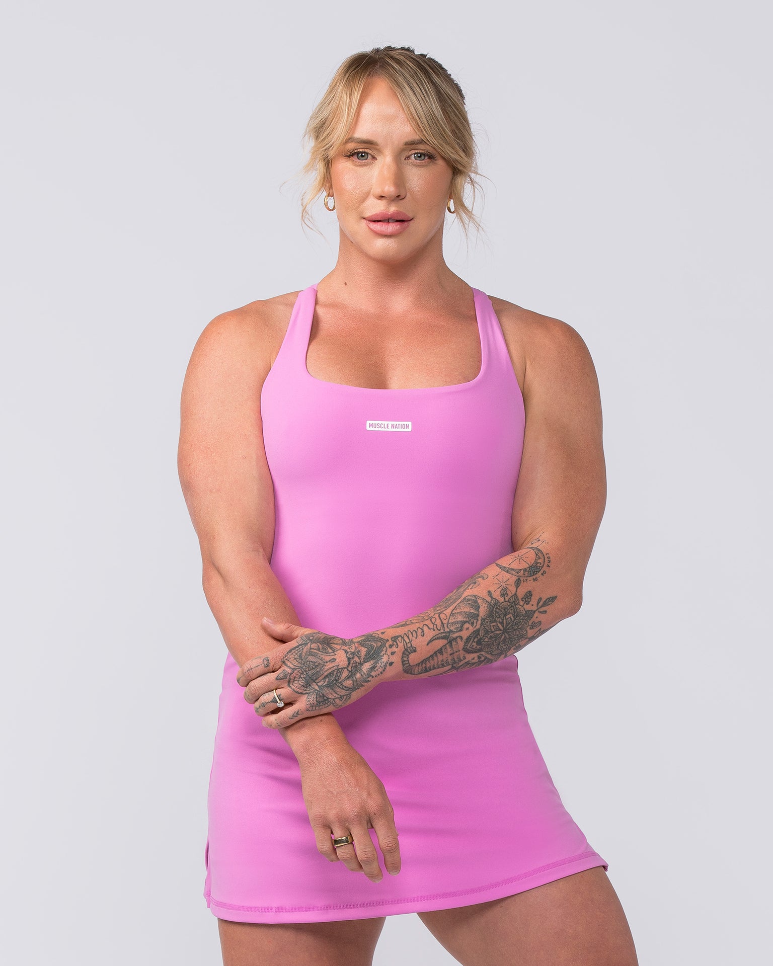 MN x Em King Aura Dress - Fondant Pink-Bottoms-XXS-082412FONPNK-XXS-MNAPPRL34558-2-Muscle Nation