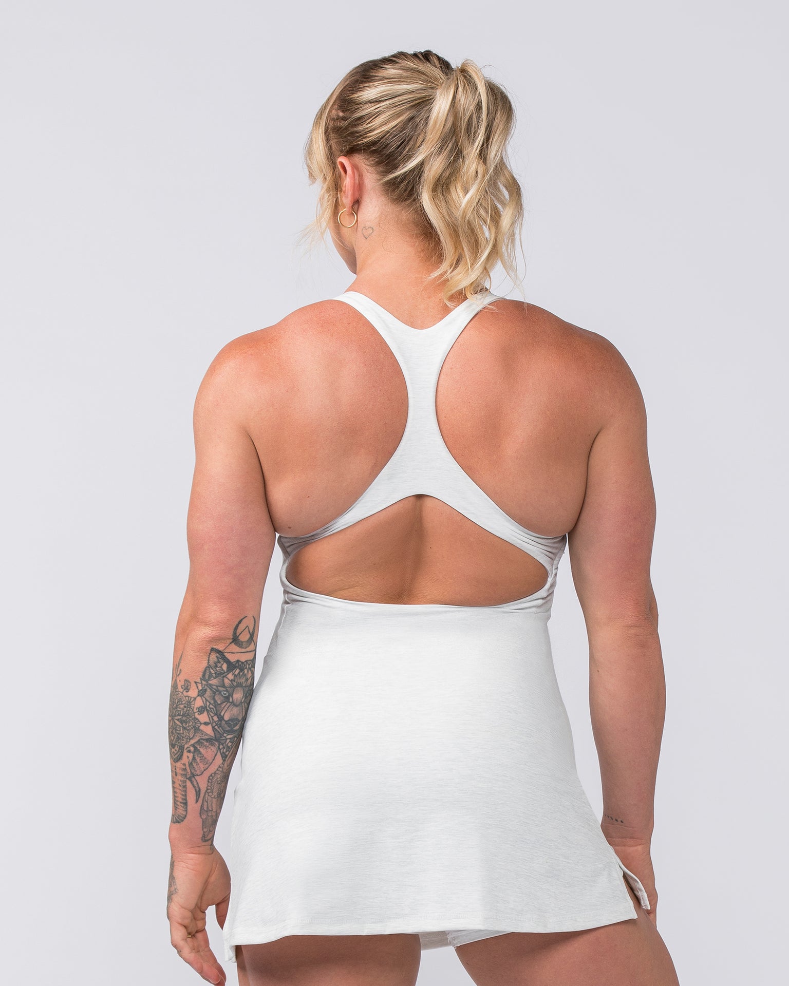 MN x Em King Aura Dress - White Grey Marl-Bottoms-XXS-082412WHTGMRL-XXS-MNAPPRL34567-6-Muscle Nation