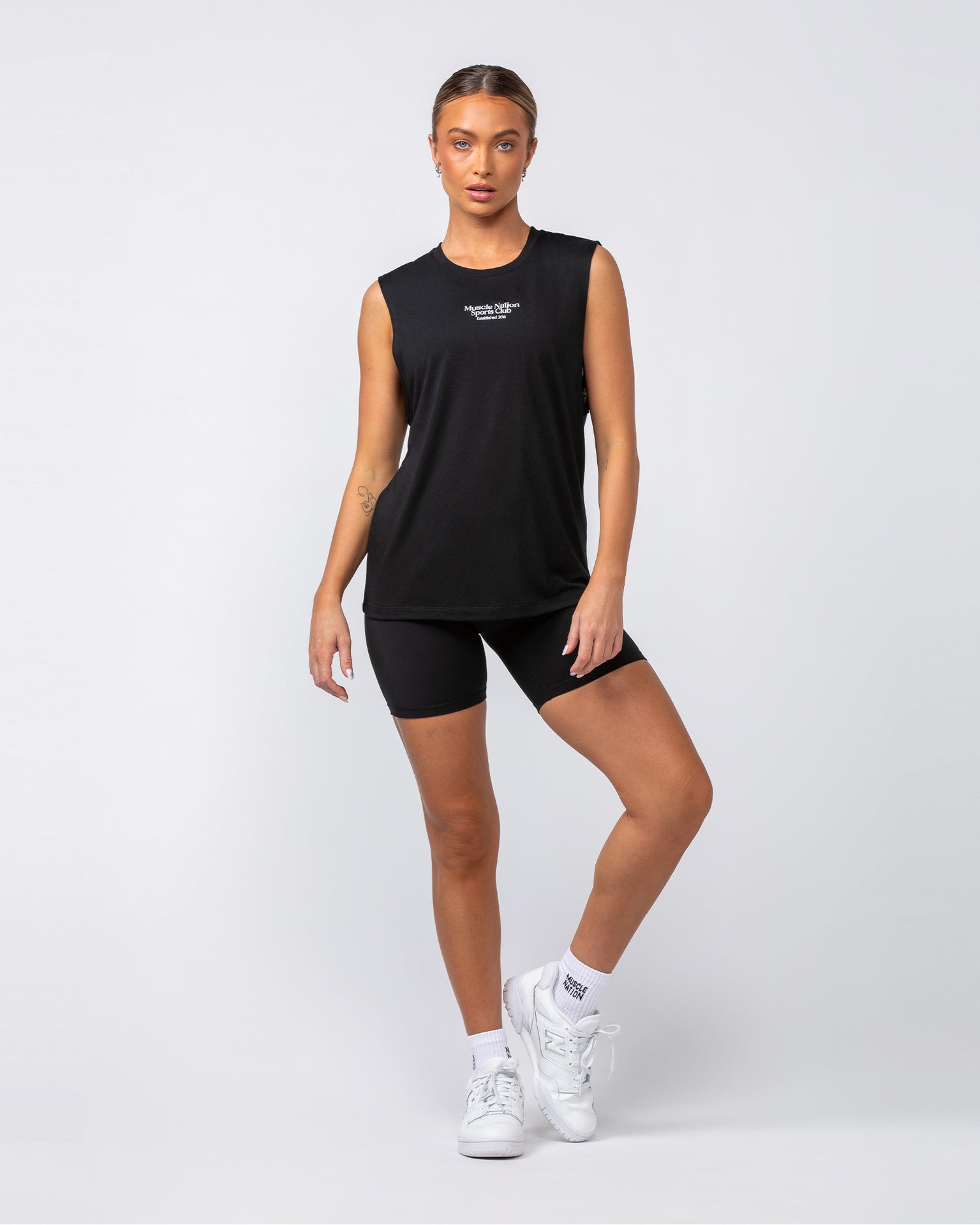 College Drop Arm Tank - Black-Singlets & Tanks-XS-062406BLK-XS-MNAPPRL31688-5-Muscle Nation