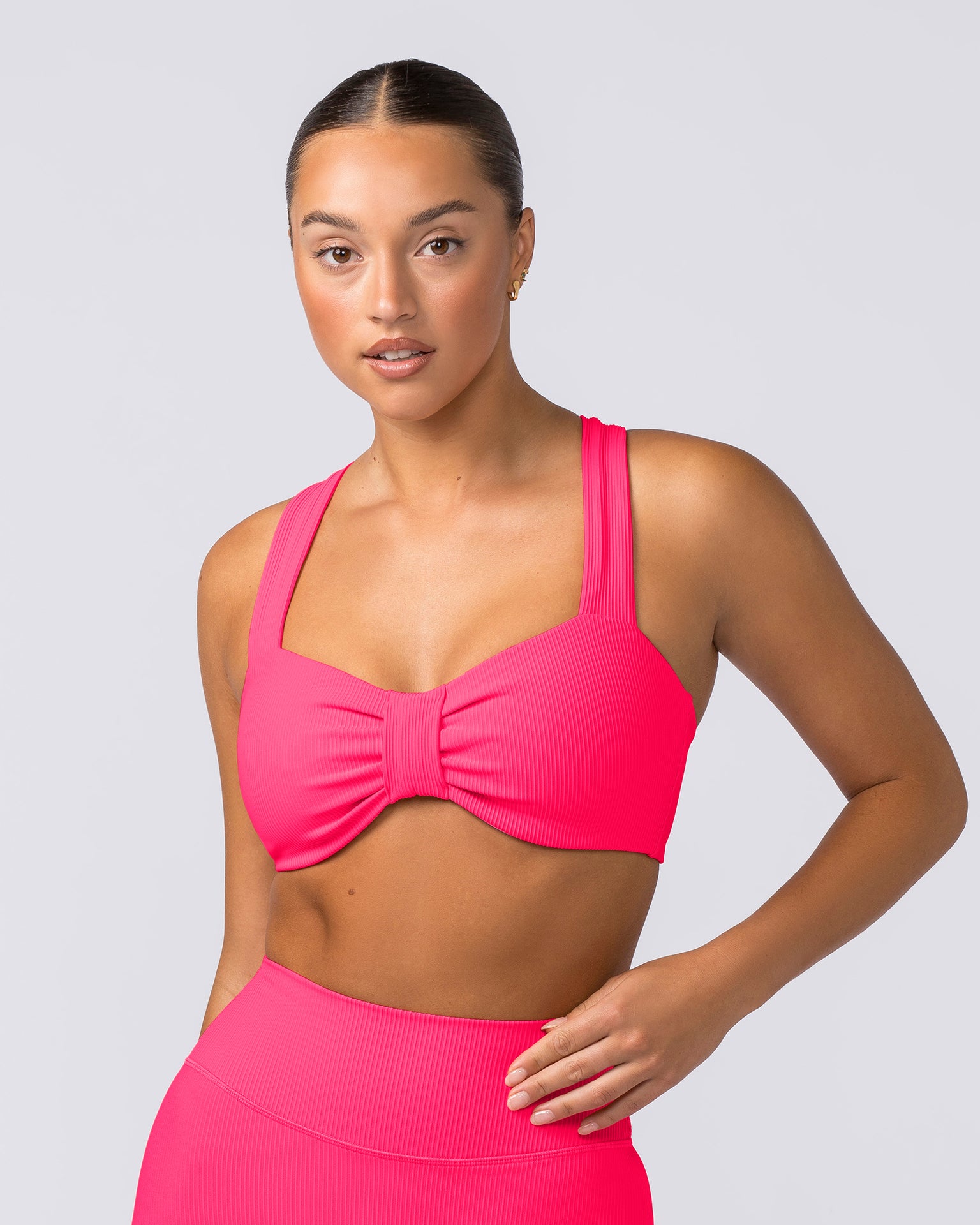 Lush Rib Bralette - Neon Pink-Bralettes-XS-062417NEPNK-XS-MNAPPRL31582-1-Muscle Nation