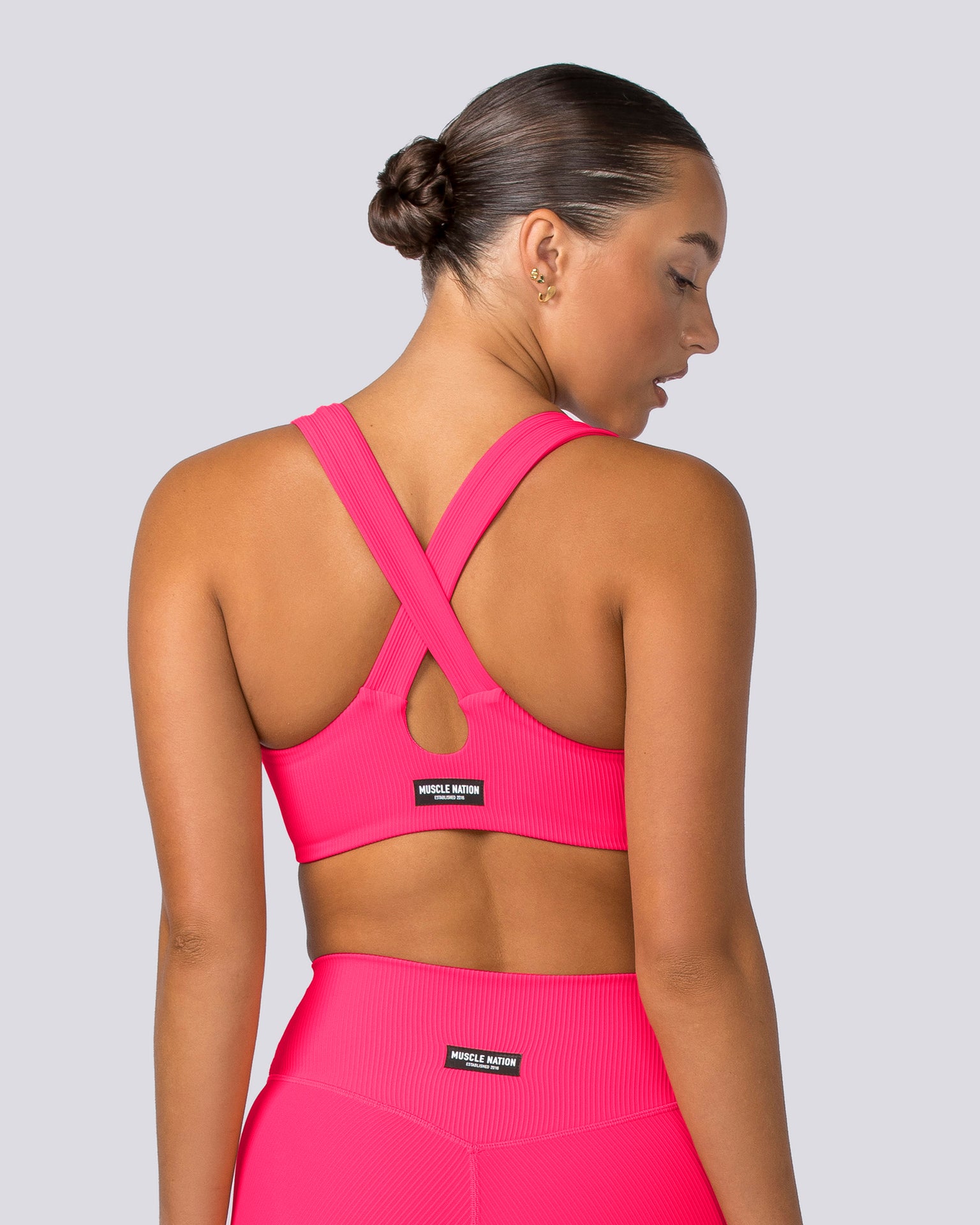 Lush Rib Bralette - Neon Pink-Bralettes-XS-062417NEPNK-XS-MNAPPRL31582-5-Muscle Nation