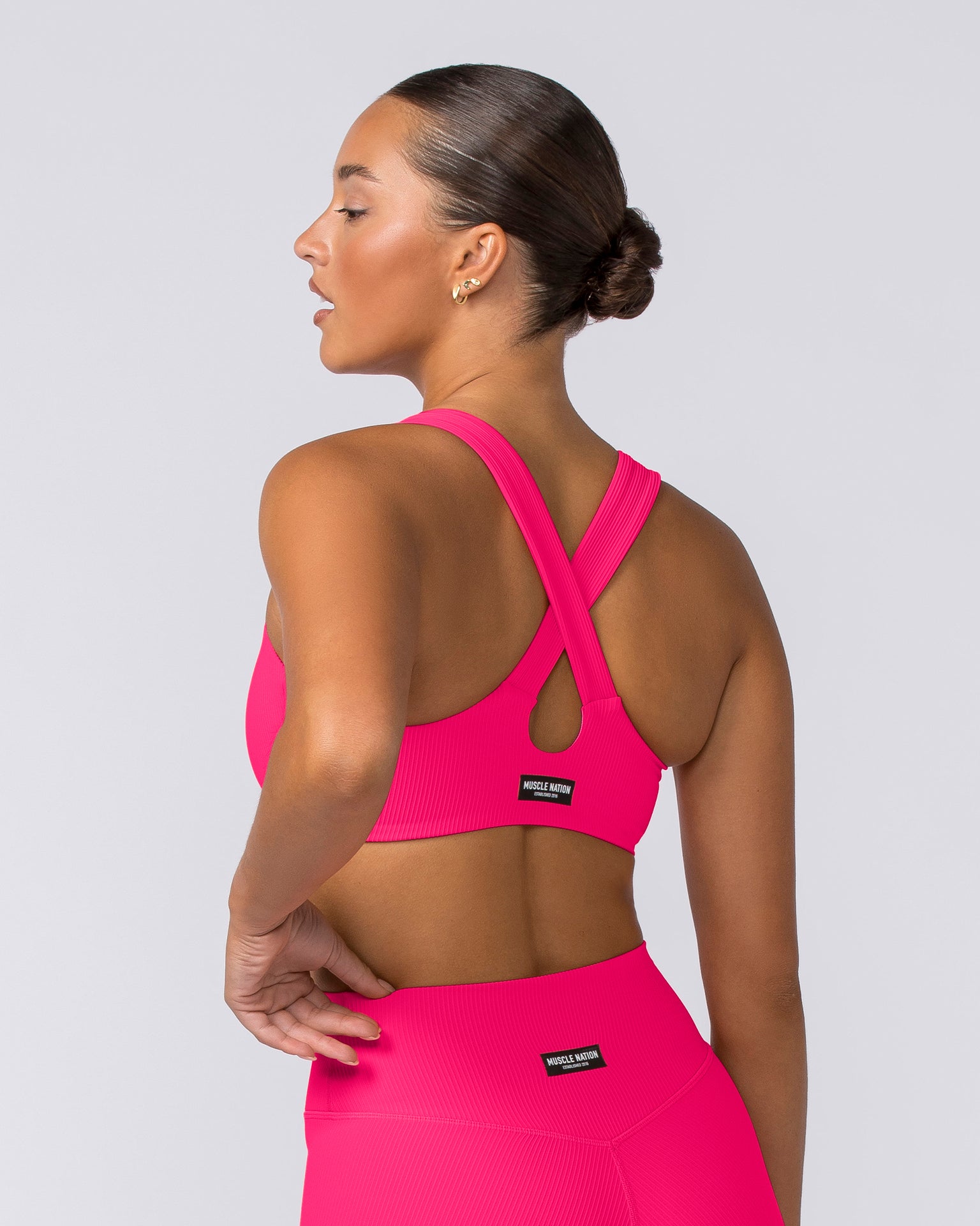 Lush Rib Bralette - Neon Pink-Bralettes-XS-062417NEPNK-XS-MNAPPRL31582-4-Muscle Nation