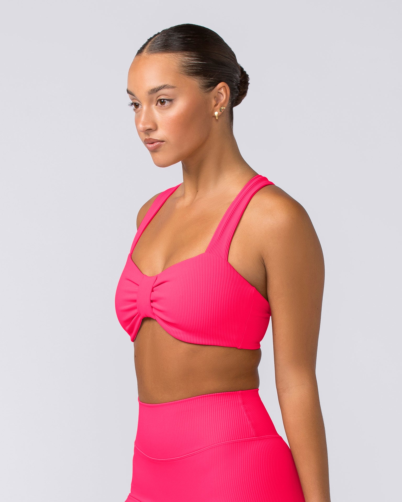 Lush Rib Bralette - Neon Pink-Bralettes-XS-062417NEPNK-XS-MNAPPRL31582-3-Muscle Nation