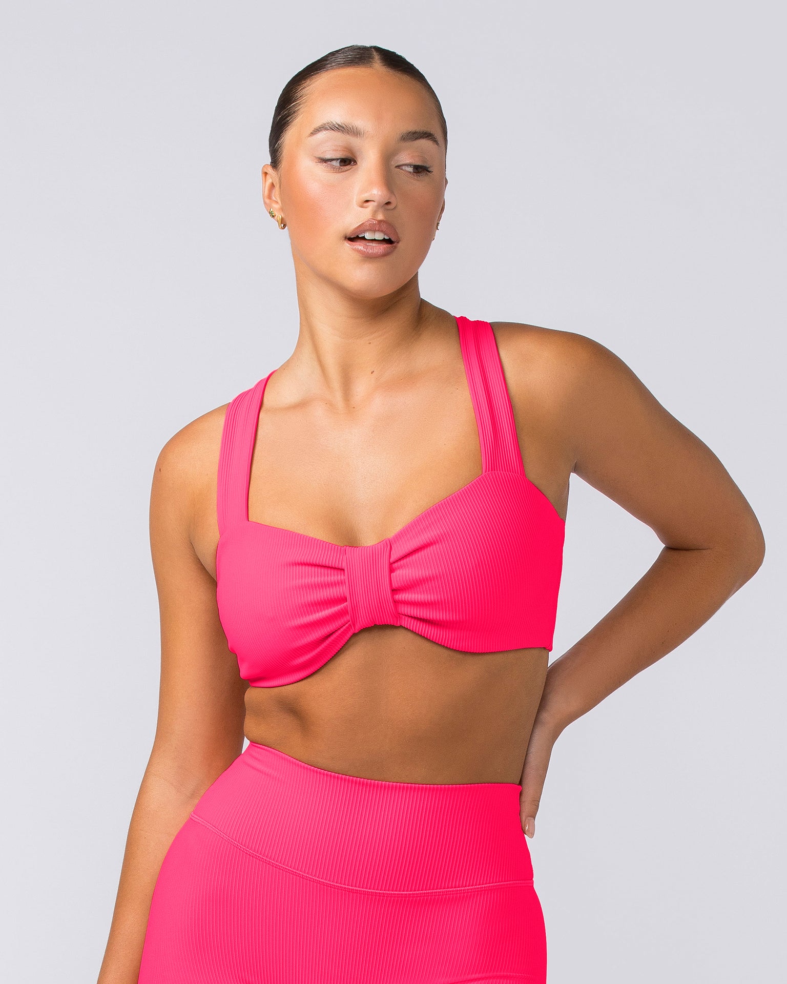 Lush Rib Bralette - Neon Pink-Bralettes-XS-062417NEPNK-XS-MNAPPRL31582-2-Muscle Nation
