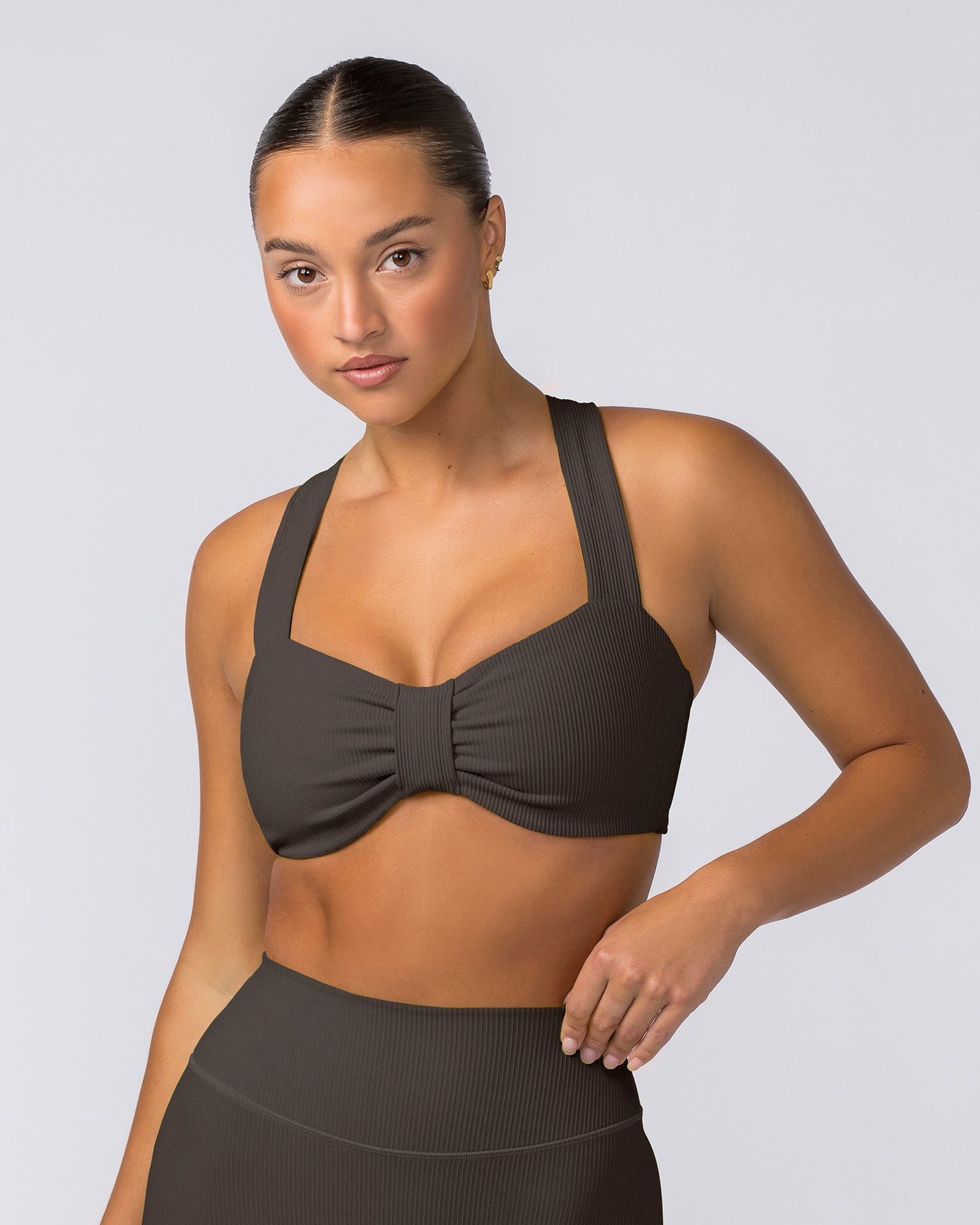 Lush Rib Bralette - Deep Brown-Bralettes-XS-062417DEPBRN-XS-MNAPPRL31574-2-Muscle Nation