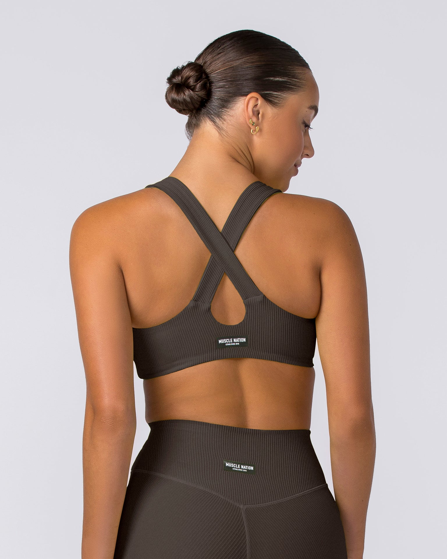 Lush Rib Bralette - Deep Brown-Bralettes-XS-062417DEPBRN-XS-MNAPPRL31574-5-Muscle Nation