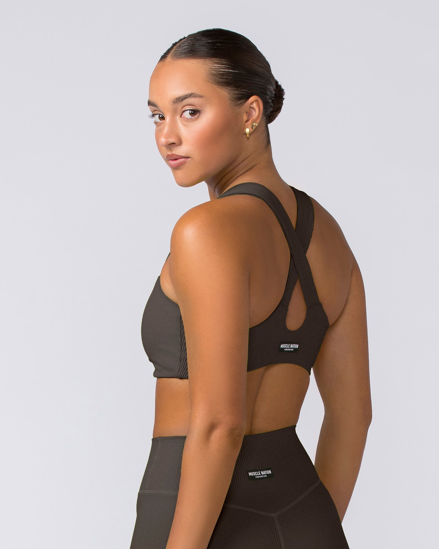 Lush Rib Bralette - Deep Brown-Bralettes-XS-062417DEPBRN-XS-MNAPPRL31574-4-Muscle Nation