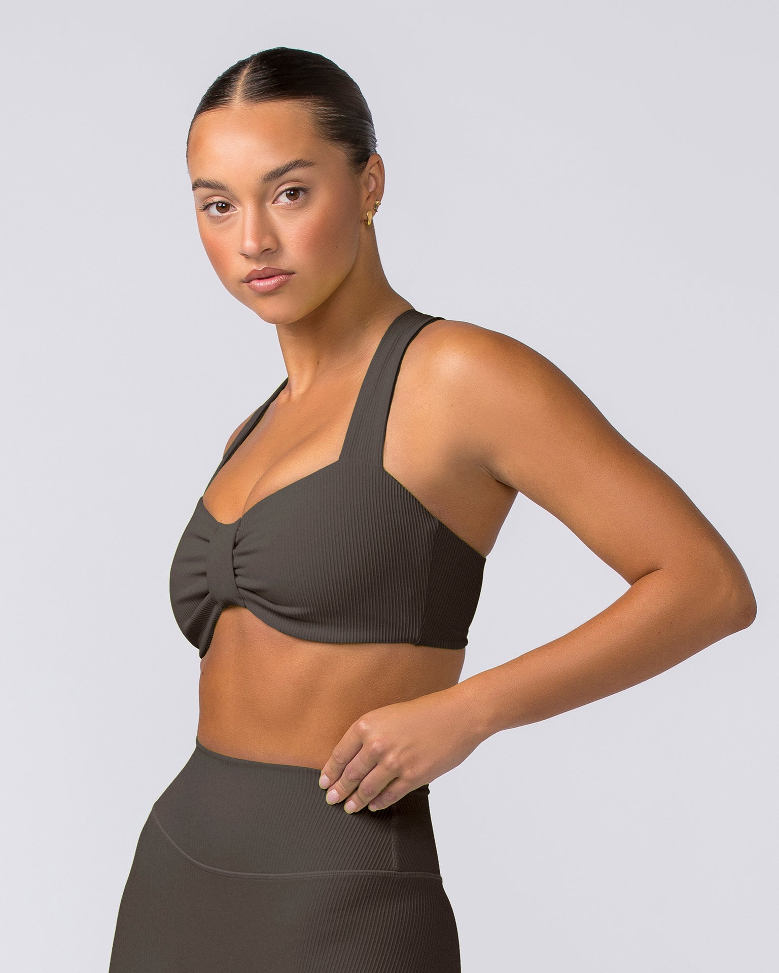 Lush Rib Bralette - Deep Brown-Bralettes-XS-062417DEPBRN-XS-MNAPPRL31574-3-Muscle Nation