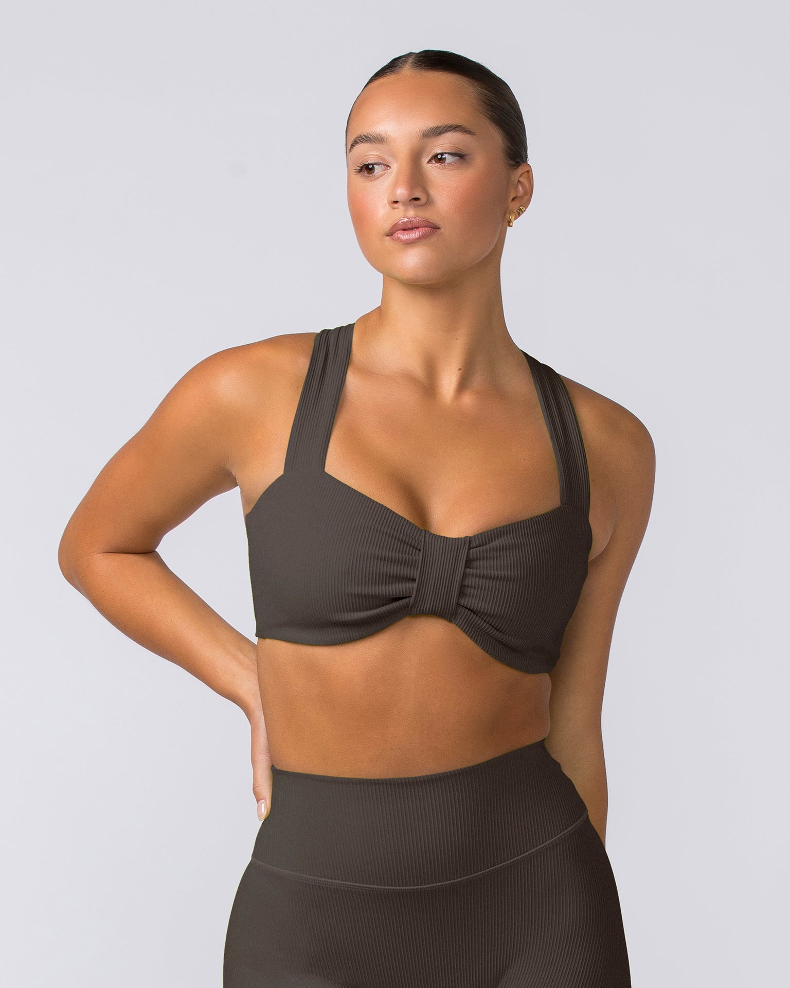 Lush Rib Bralette - Deep Brown-Bralettes-XS-062417DEPBRN-XS-MNAPPRL31574-1-Muscle Nation