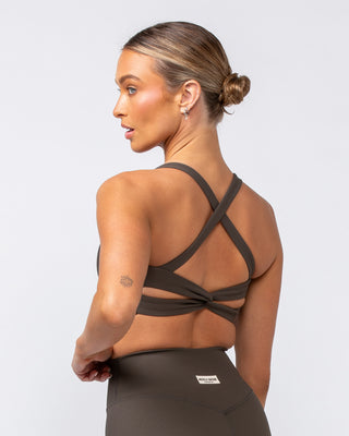 Twist Rib Bra - Deep Brown-Sports Bras-XS-062416DEPBRN-XS-MNAPPRL31558-1-Muscle Nation