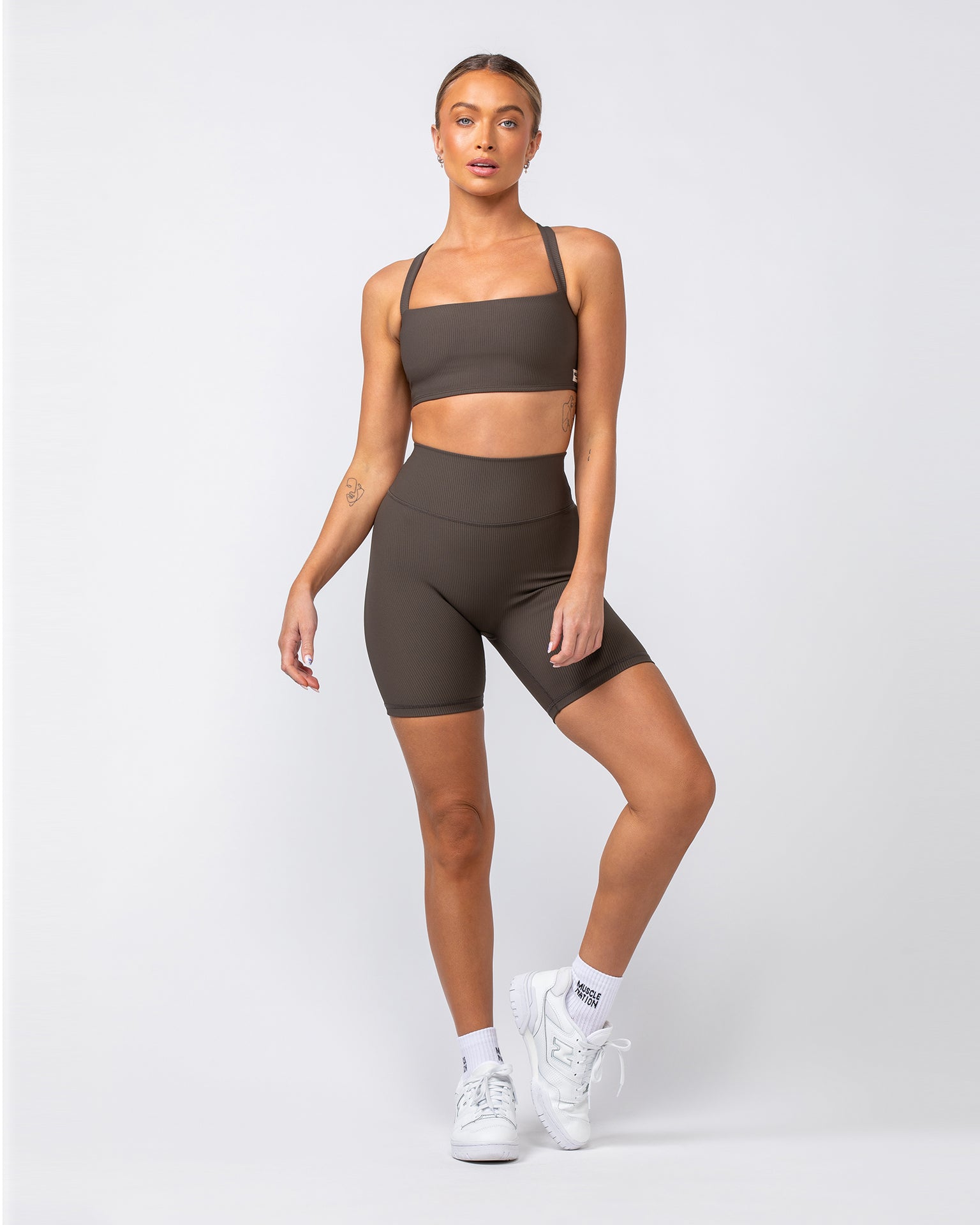 Zero Rise Rib Bike Shorts - Deep Brown-Shorts-XXS-062419DEPBRN-XXS-MNAPPRL31614-5-Muscle Nation