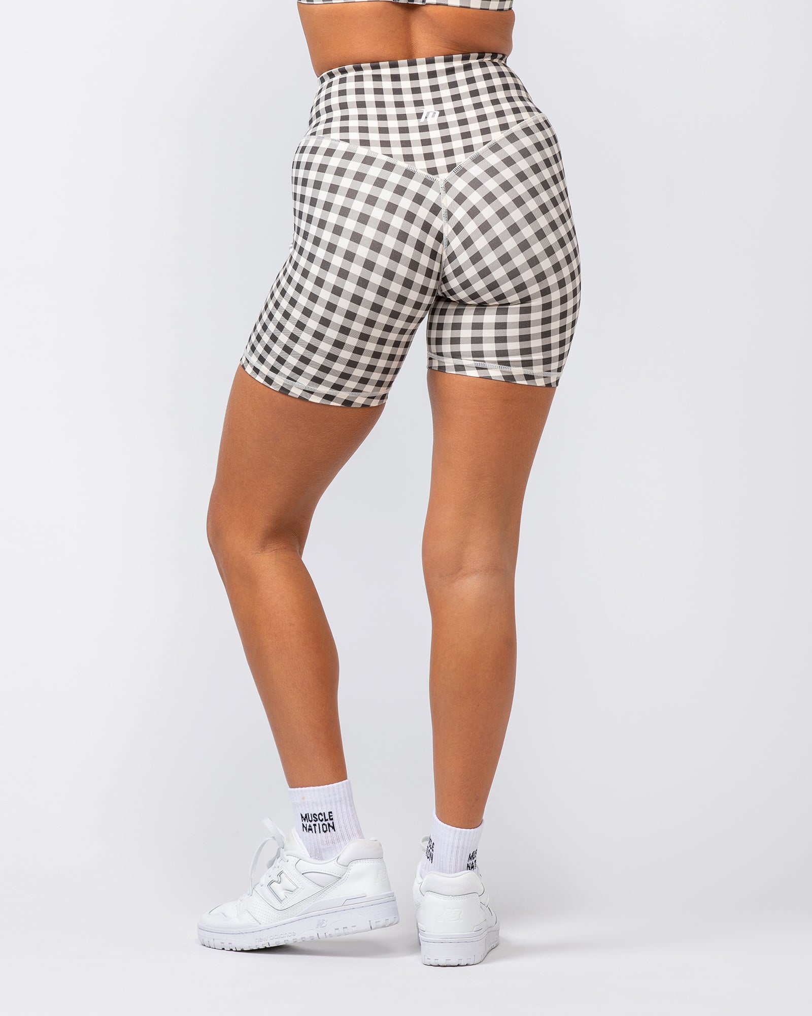 Ultra Aura Bike Shorts - Deep Brown Gingham Print